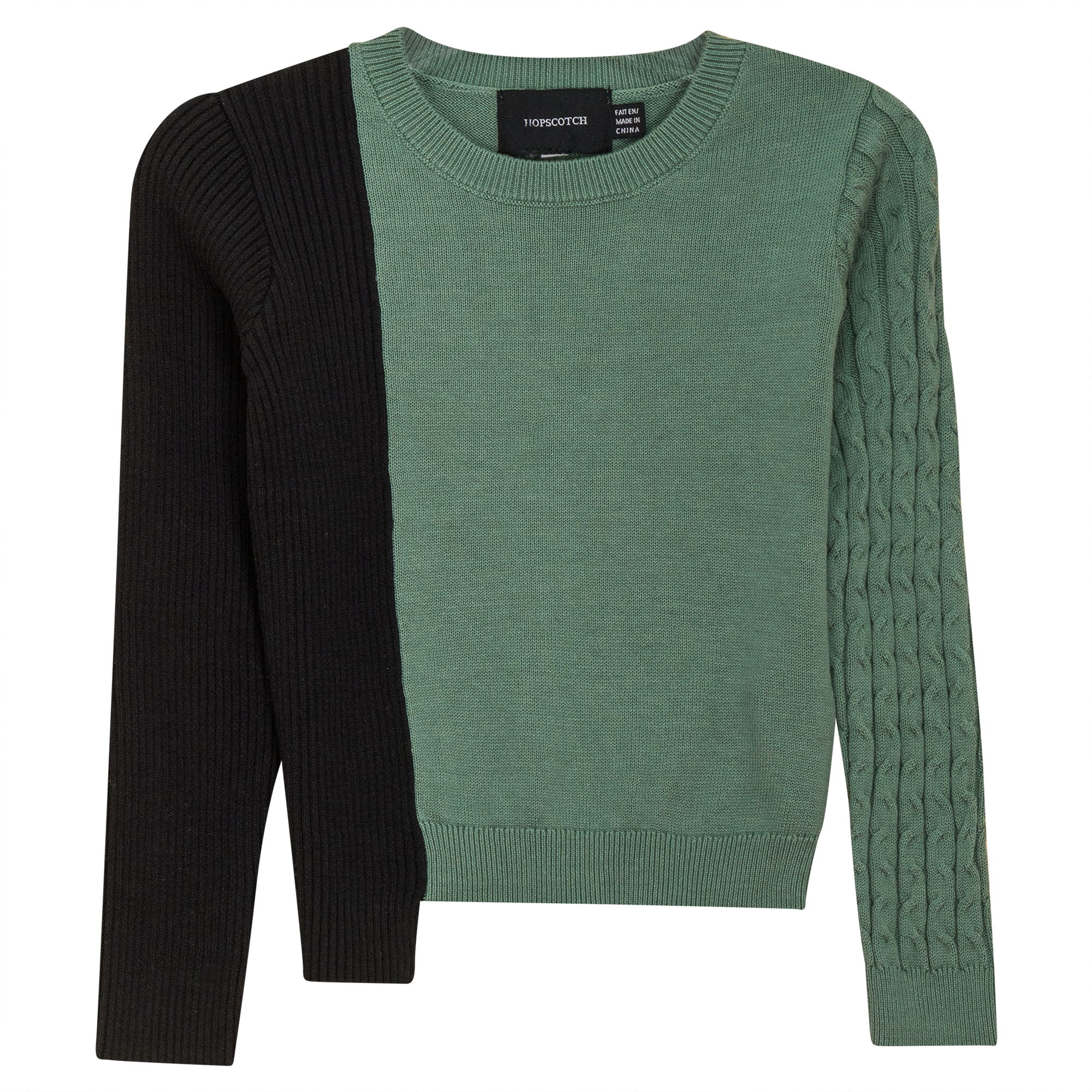 Cable Knit Sweater in Sage Black by Hopscotch
