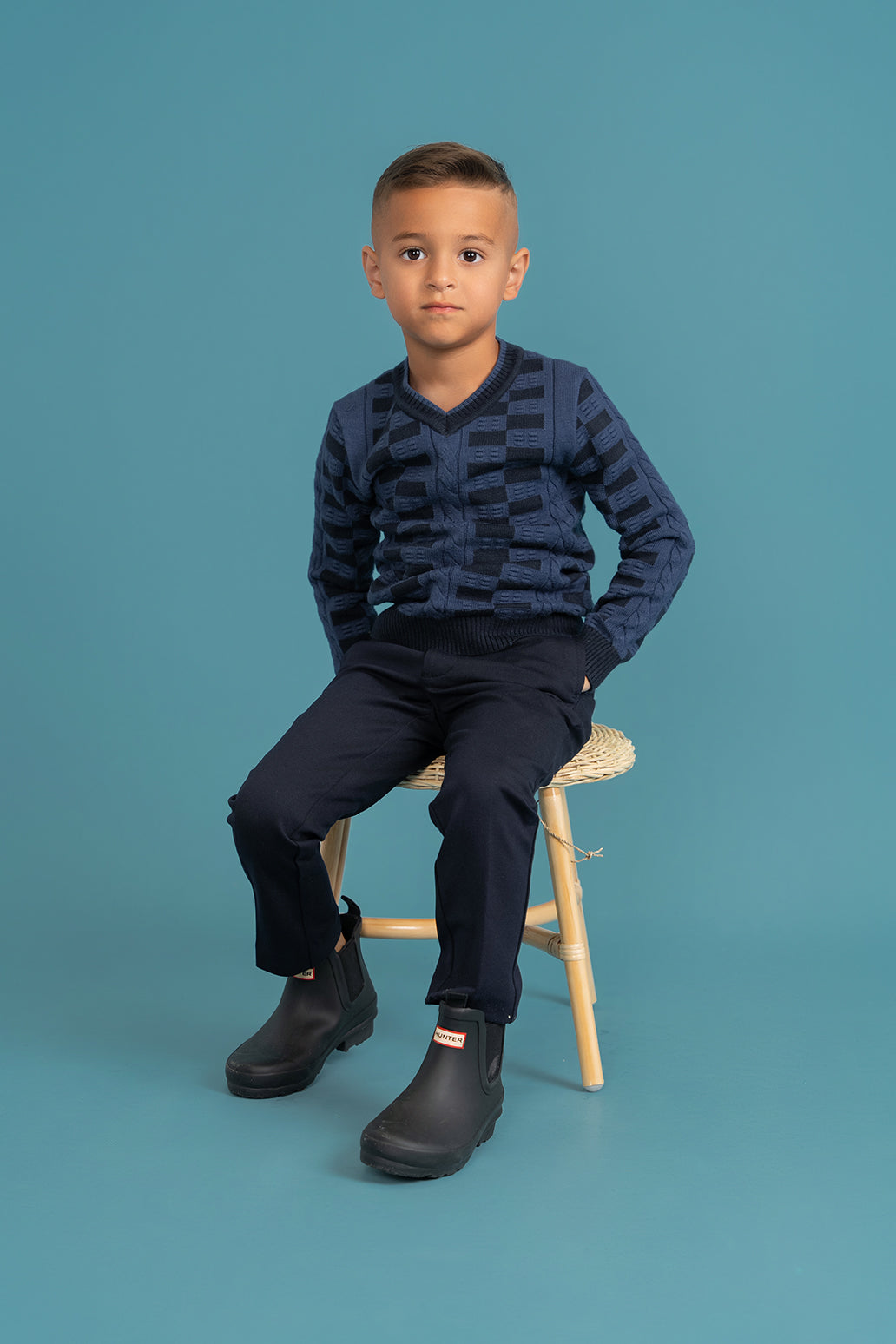 Textured KNit V-Neck Sweater in by Charlotte & George