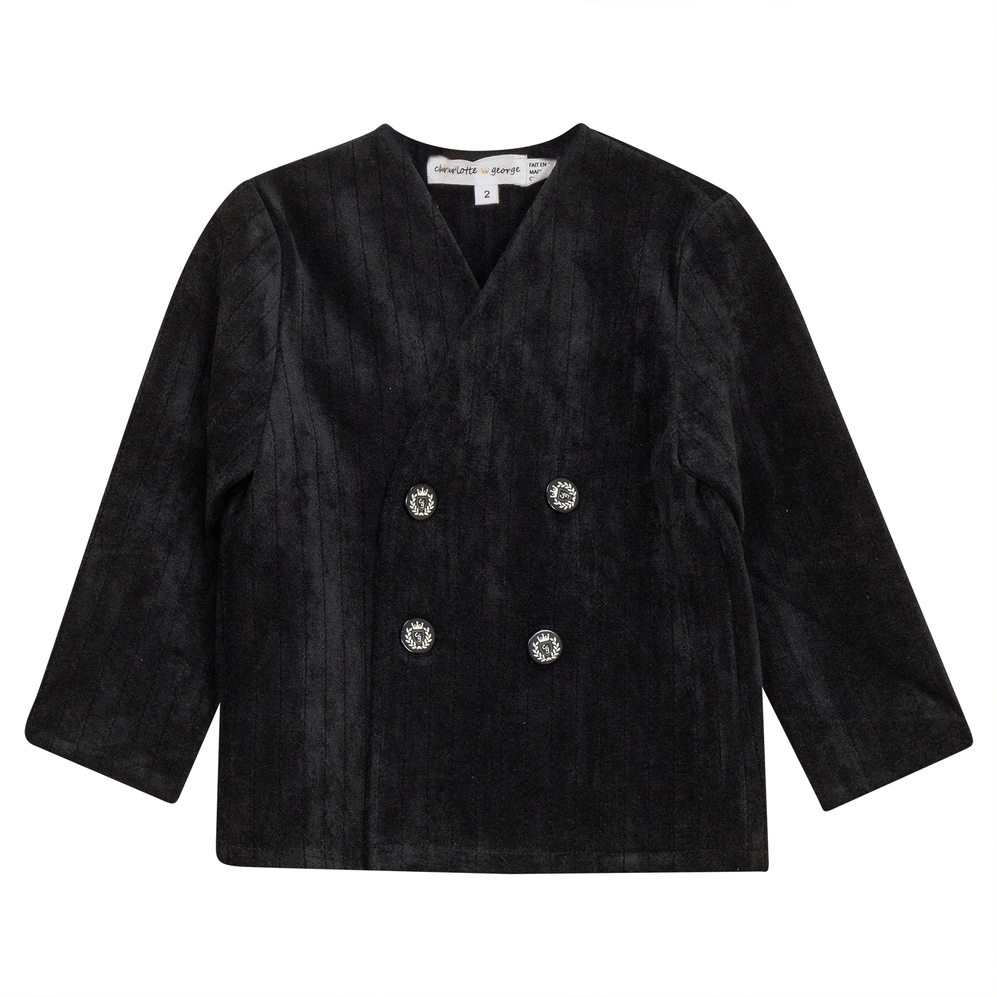 Striped Velour Jacket in Black by Charlotte & George