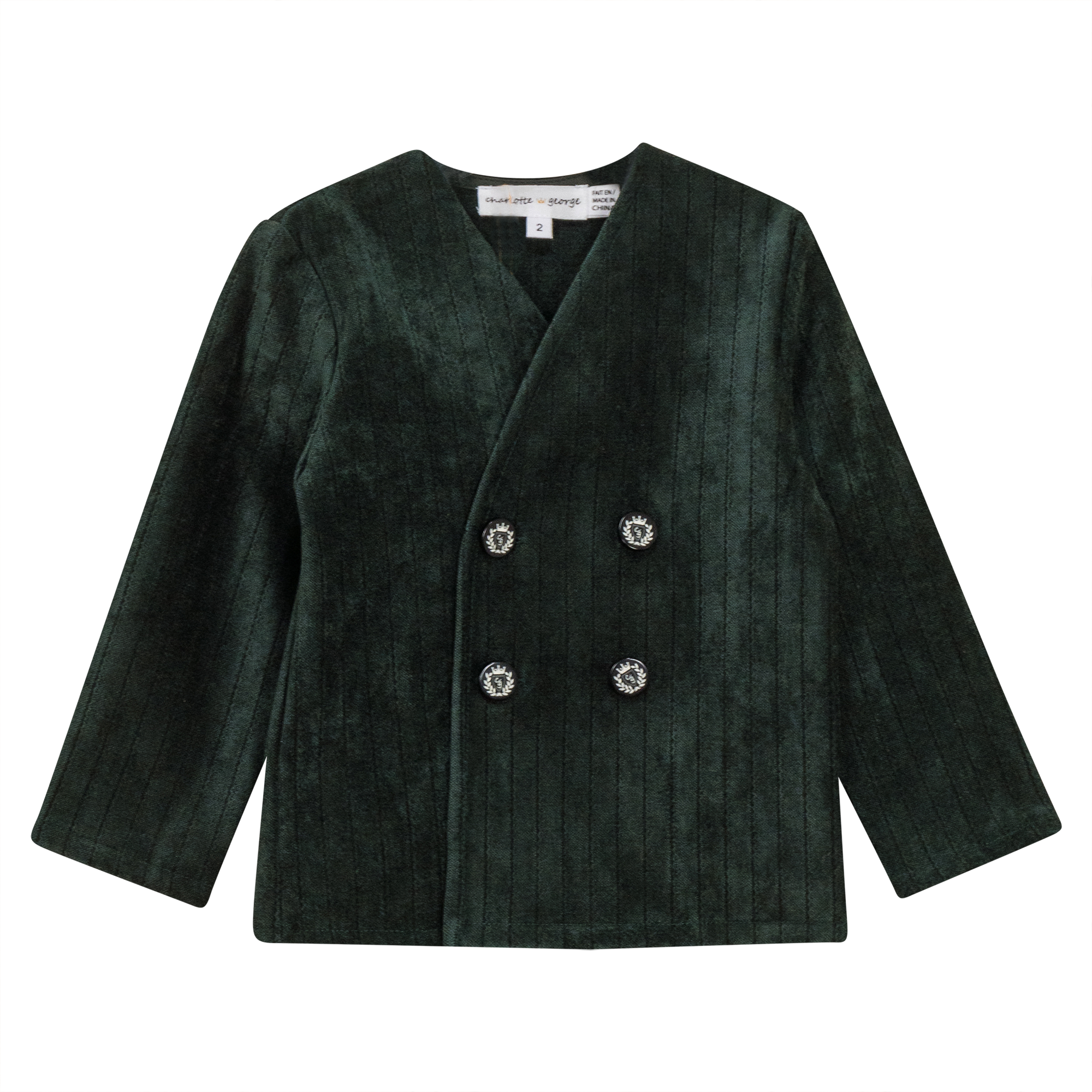 Striped Velour Jacket in Forest Green by Charlotte & George