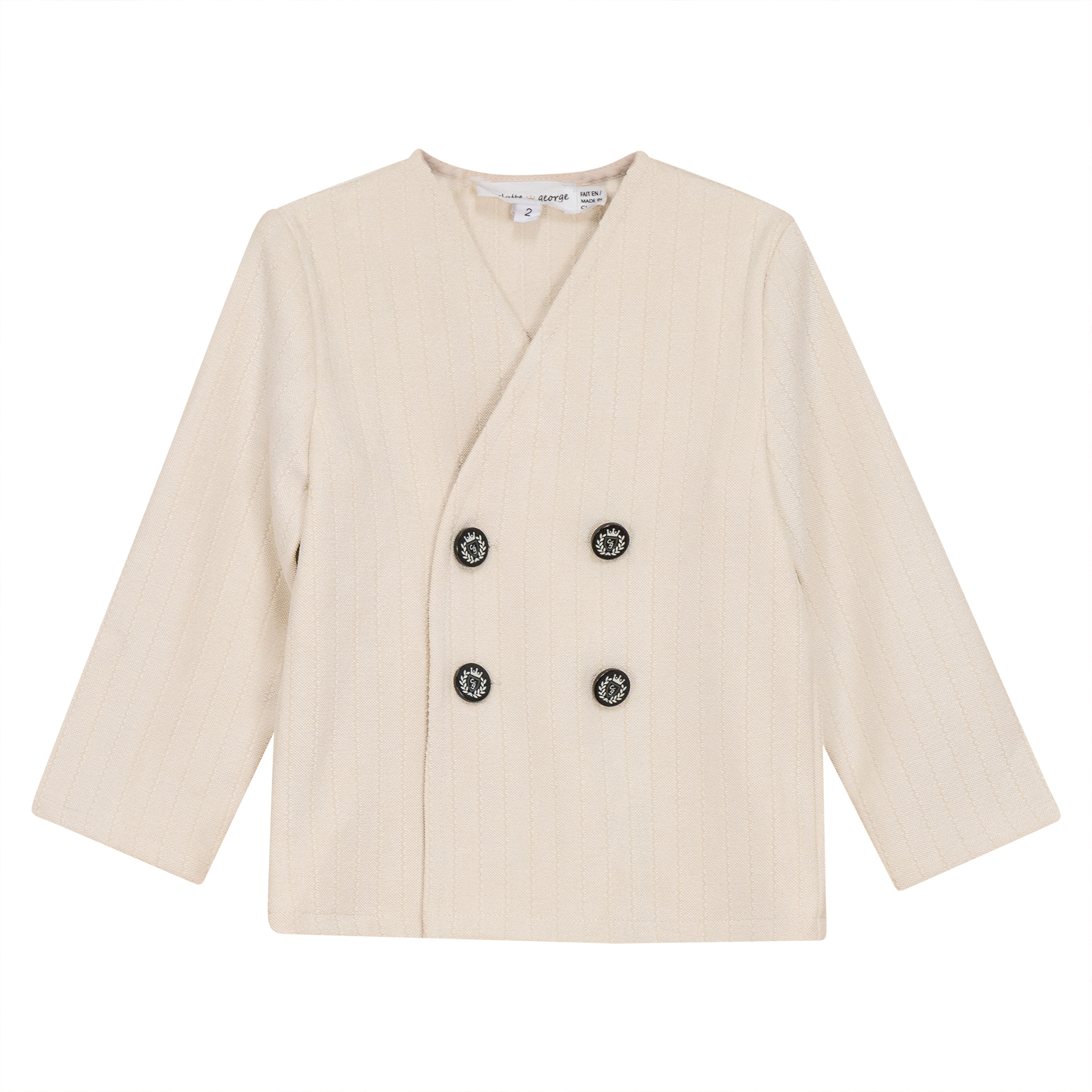 Striped Velour Jacket in Off White by Charlotte & George