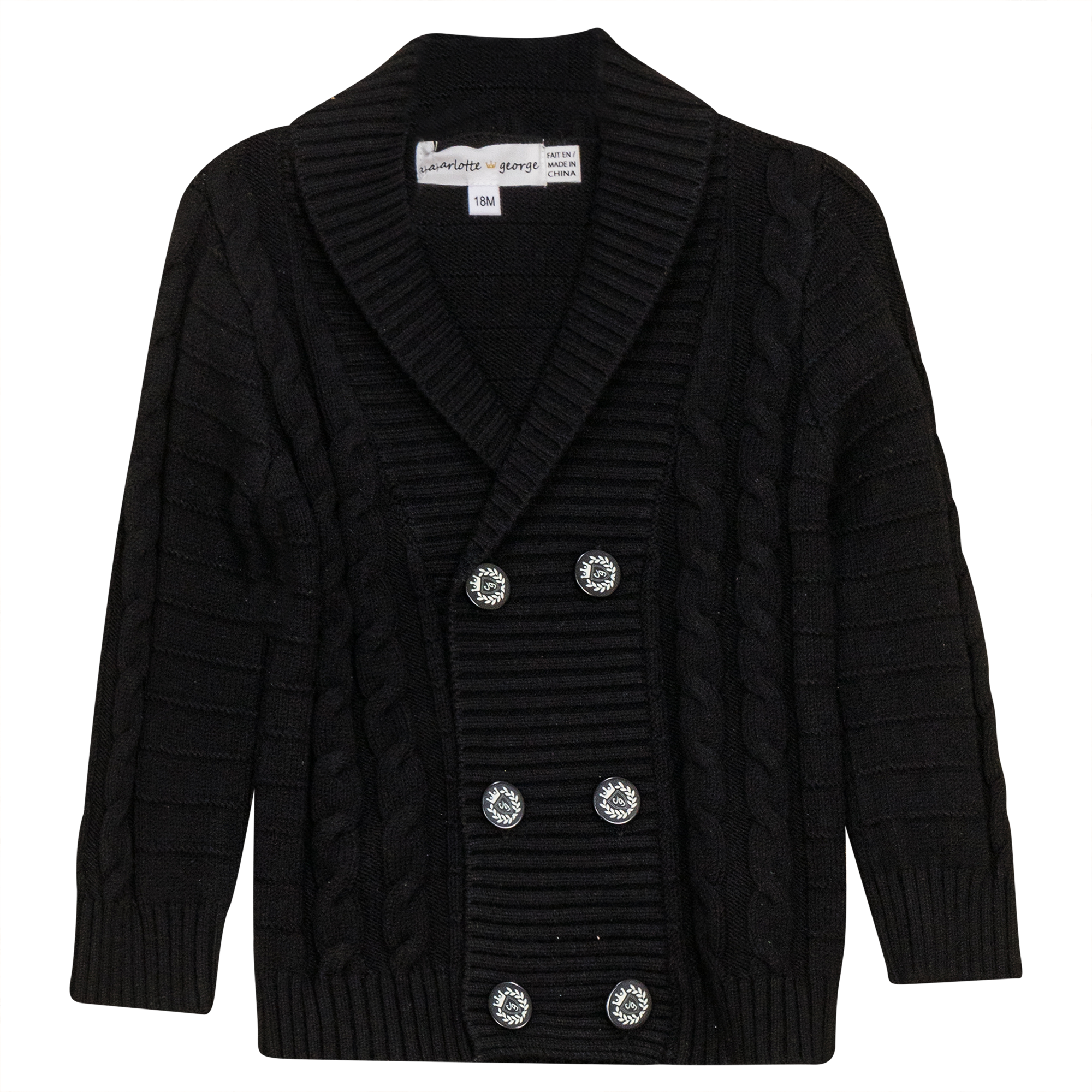 Textured Knit Cardigan in Black by Charlotte & George