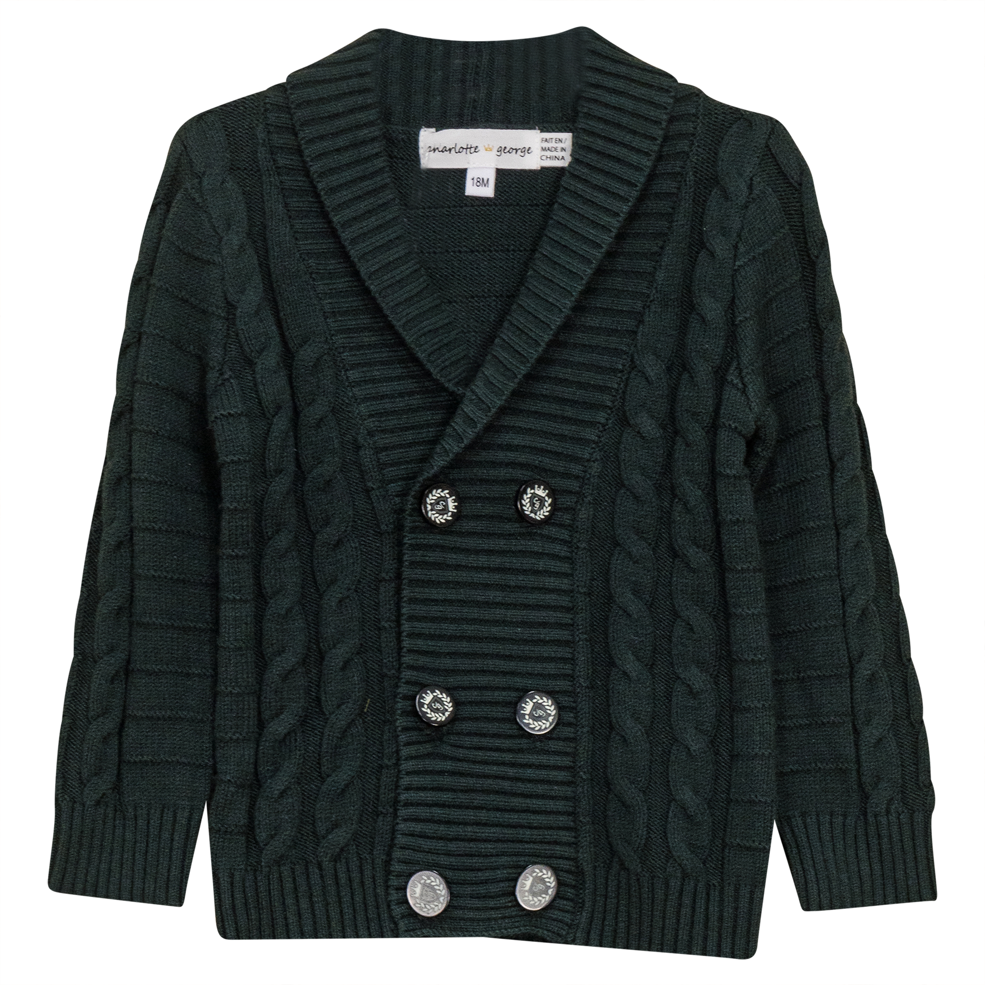 Textured Knit Cardigan in Forest Green by Charlotte & George