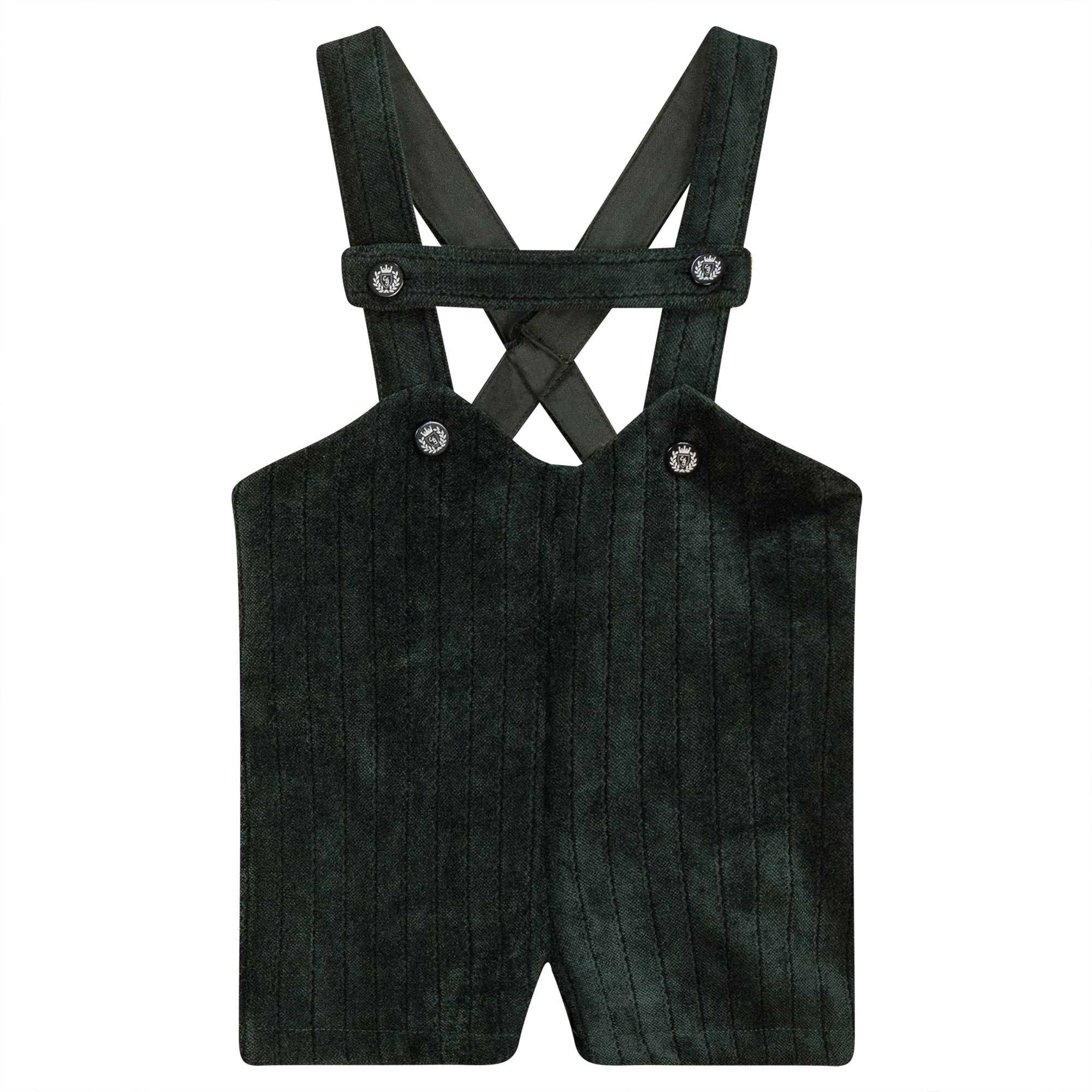 Stripe Velour Overall in Forest Green by Charlotte & George