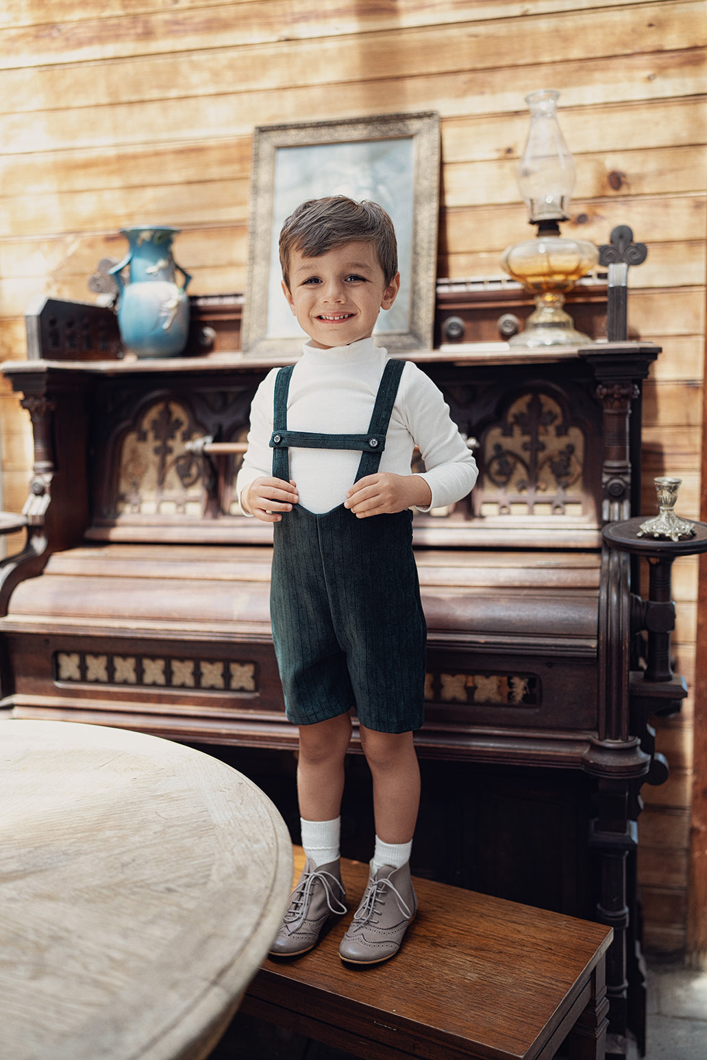 Stripe Velour Overall in by Charlotte & George