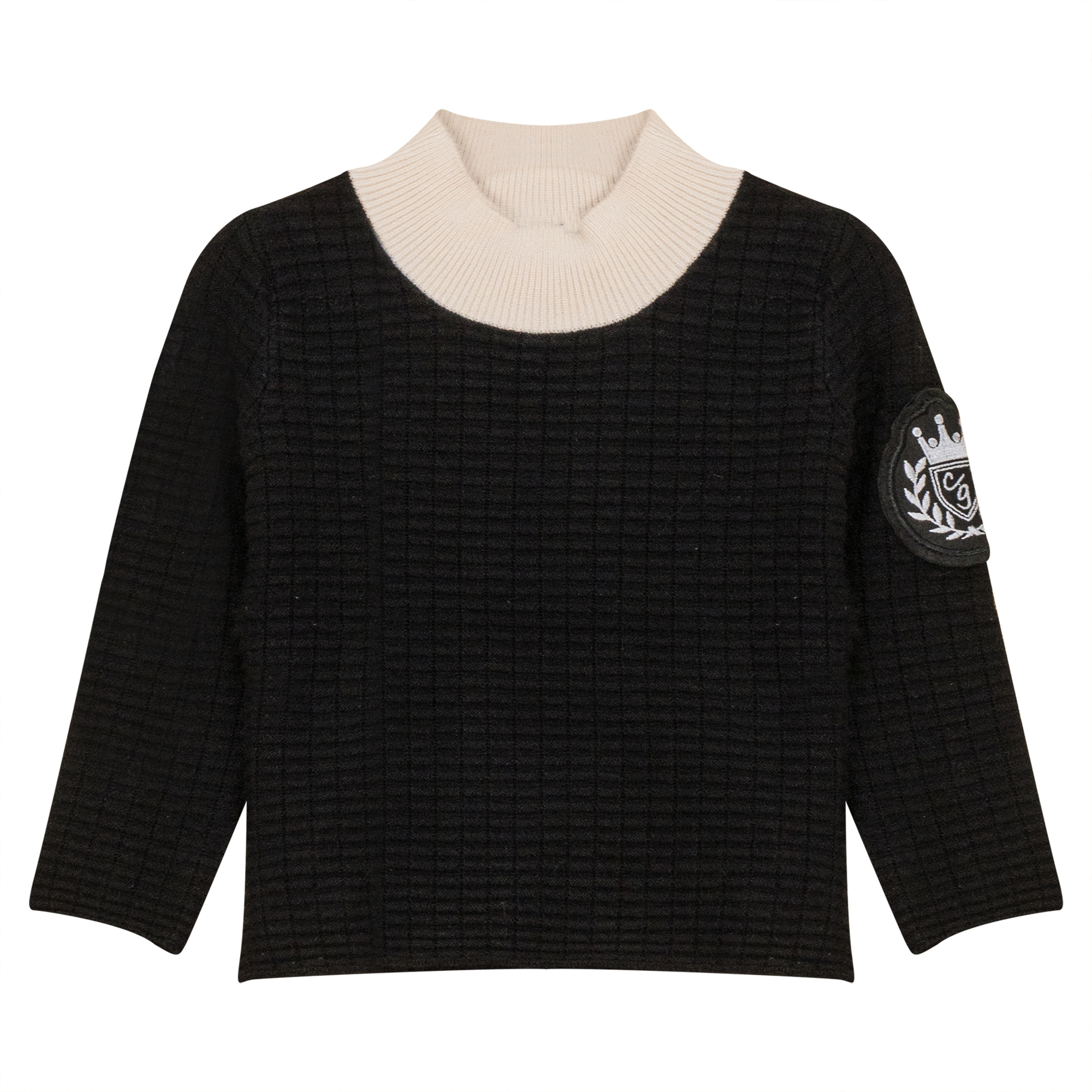 Mock Neck Knitted Top in Black by Charlotte & George