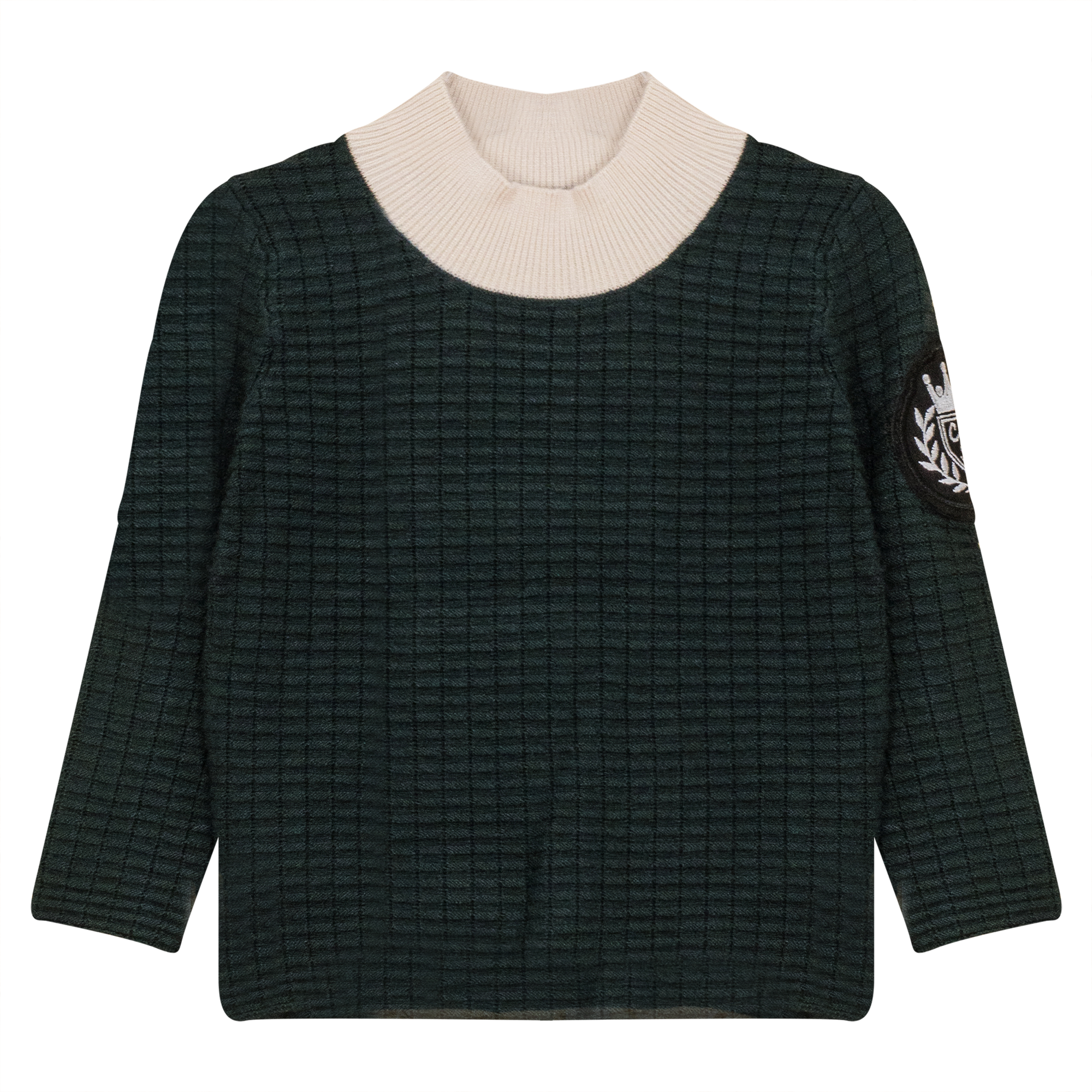 Mock Neck Knitted Top in Forest Green by Charlotte & George