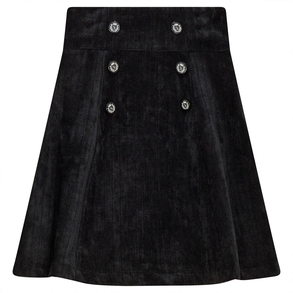 Stripe Velour Skirt in Black by Charlotte & George