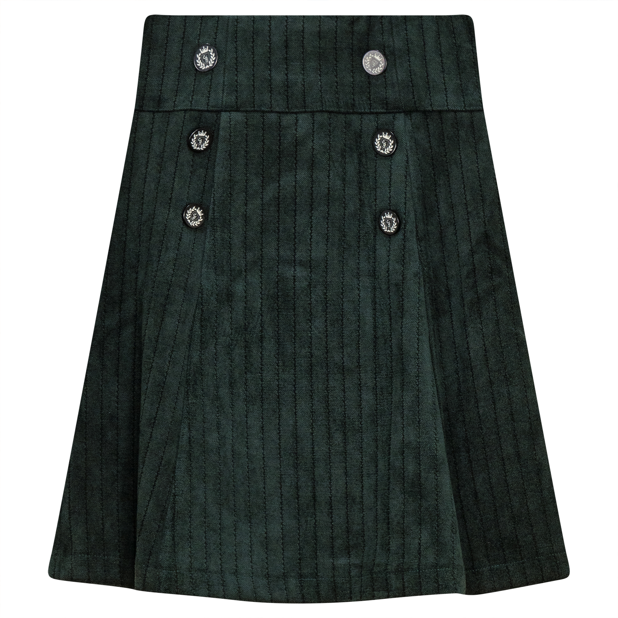 Stripe Velour Skirt in Forest Green by Charlotte & George