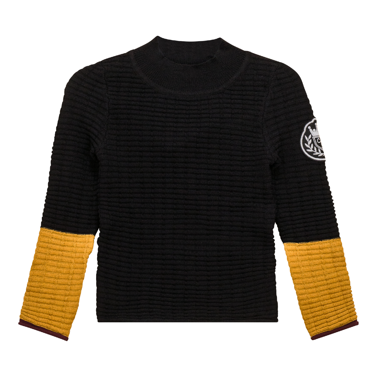 Mock Neck Ribbed Top in Black by Charlotte & George