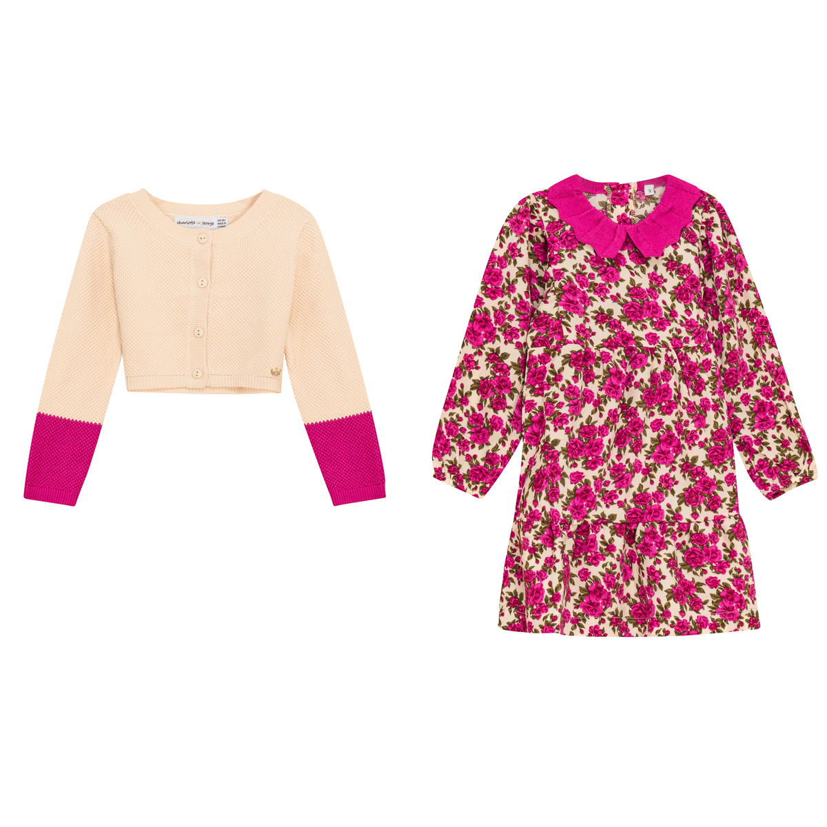 Floral Knit Dress 2Pc Set in Rose Vanilla by Charlotte & George
