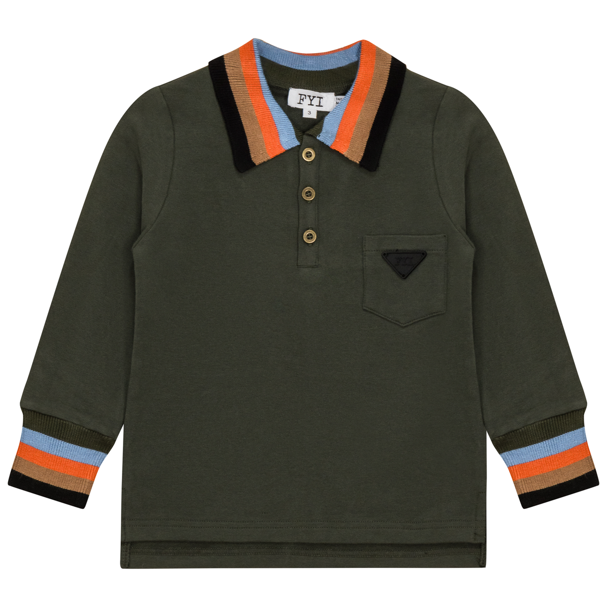 Striped Trim Polo in Olive by FYI