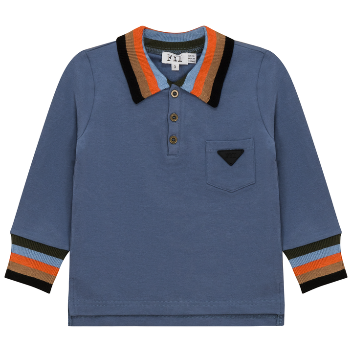 Striped Trim Polo True Blue Boys Polo by {{ product_vemdor}}