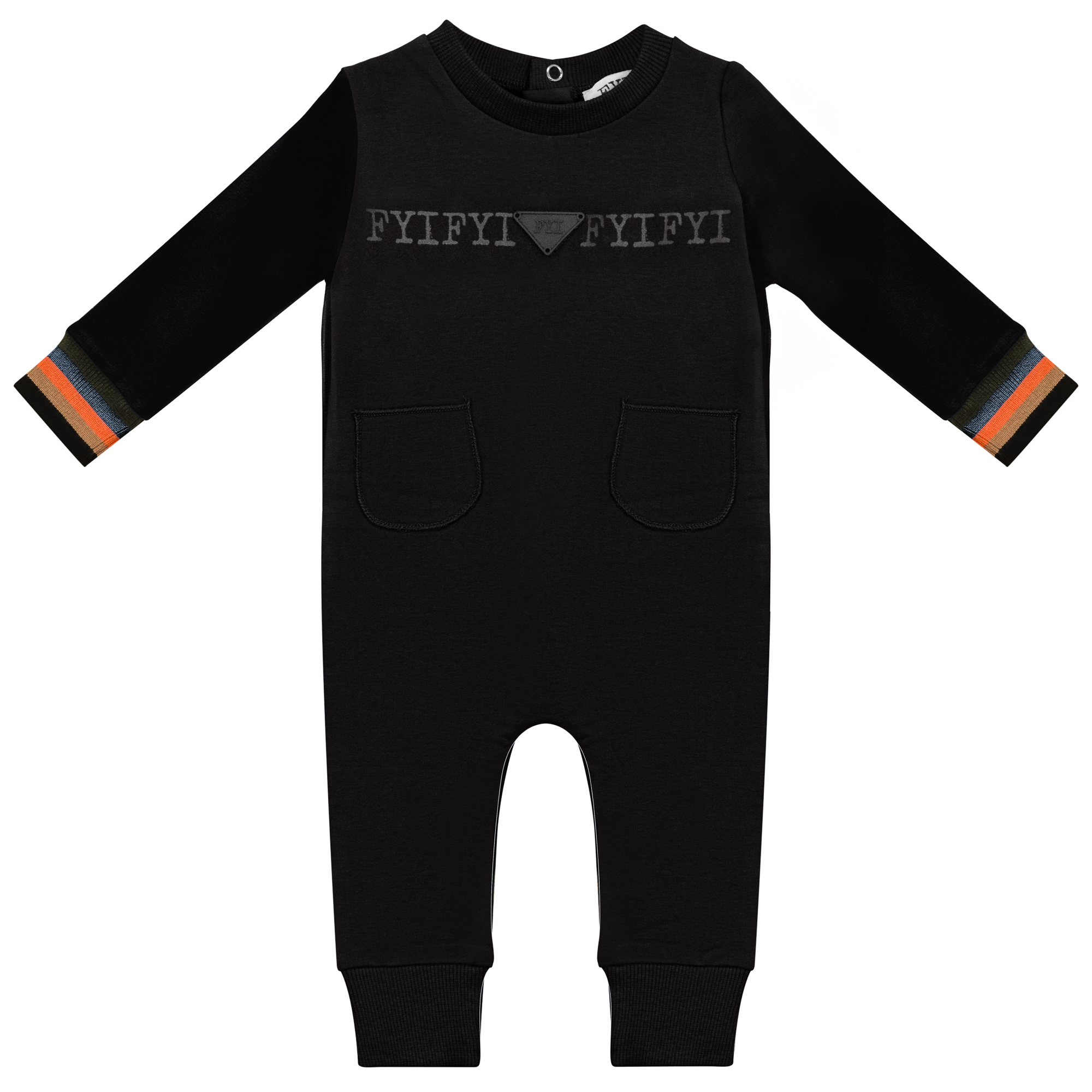 Striped Trim Onesie in Black by FYI