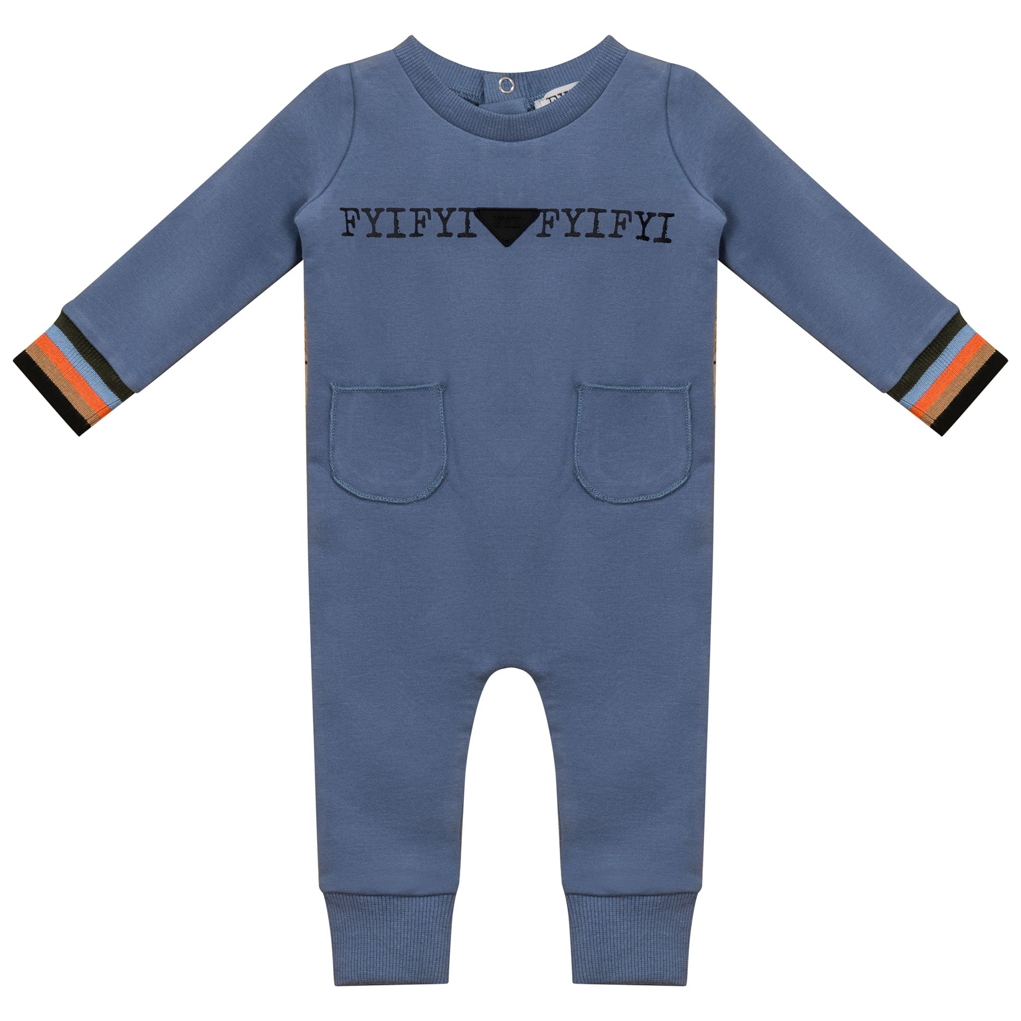 Striped Trim Onesie in True Blue by FYI