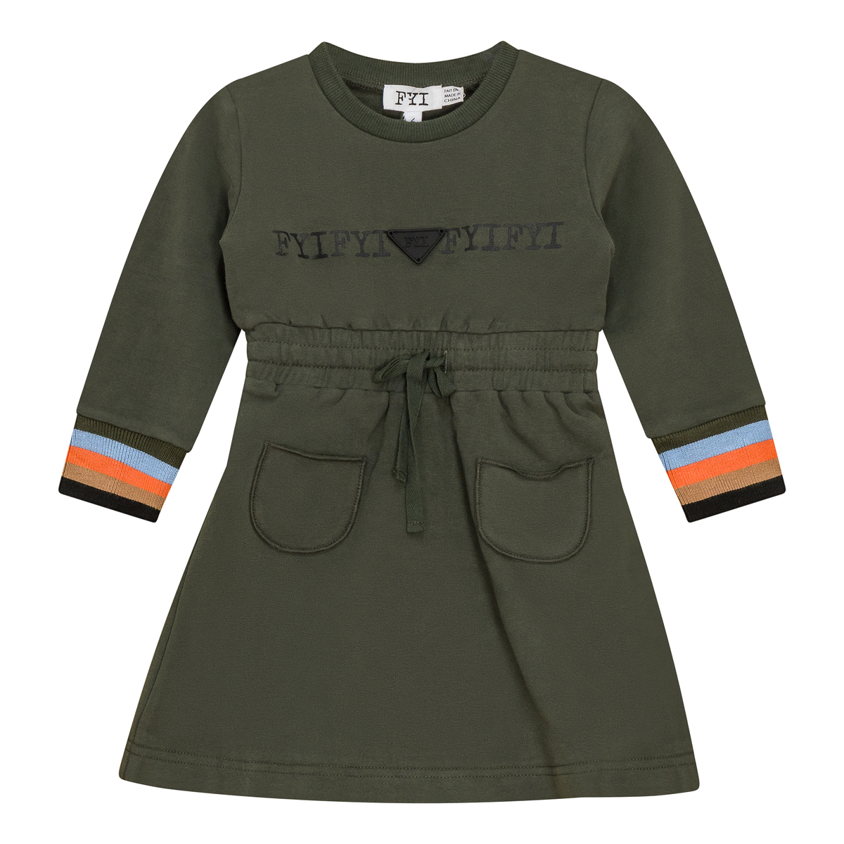 Striped Trim Dress in Olive by FYI