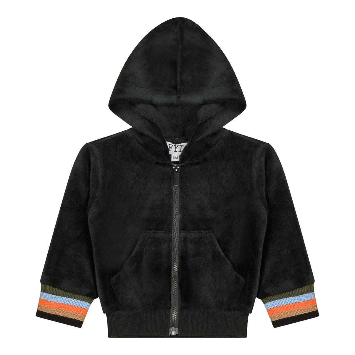 Stripe Trim Velour Cardigan in Black by FYI