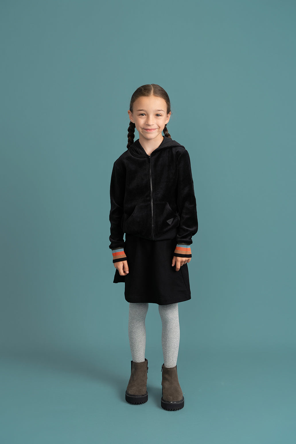 Stripe Trim Velour Cardigan in by FYI