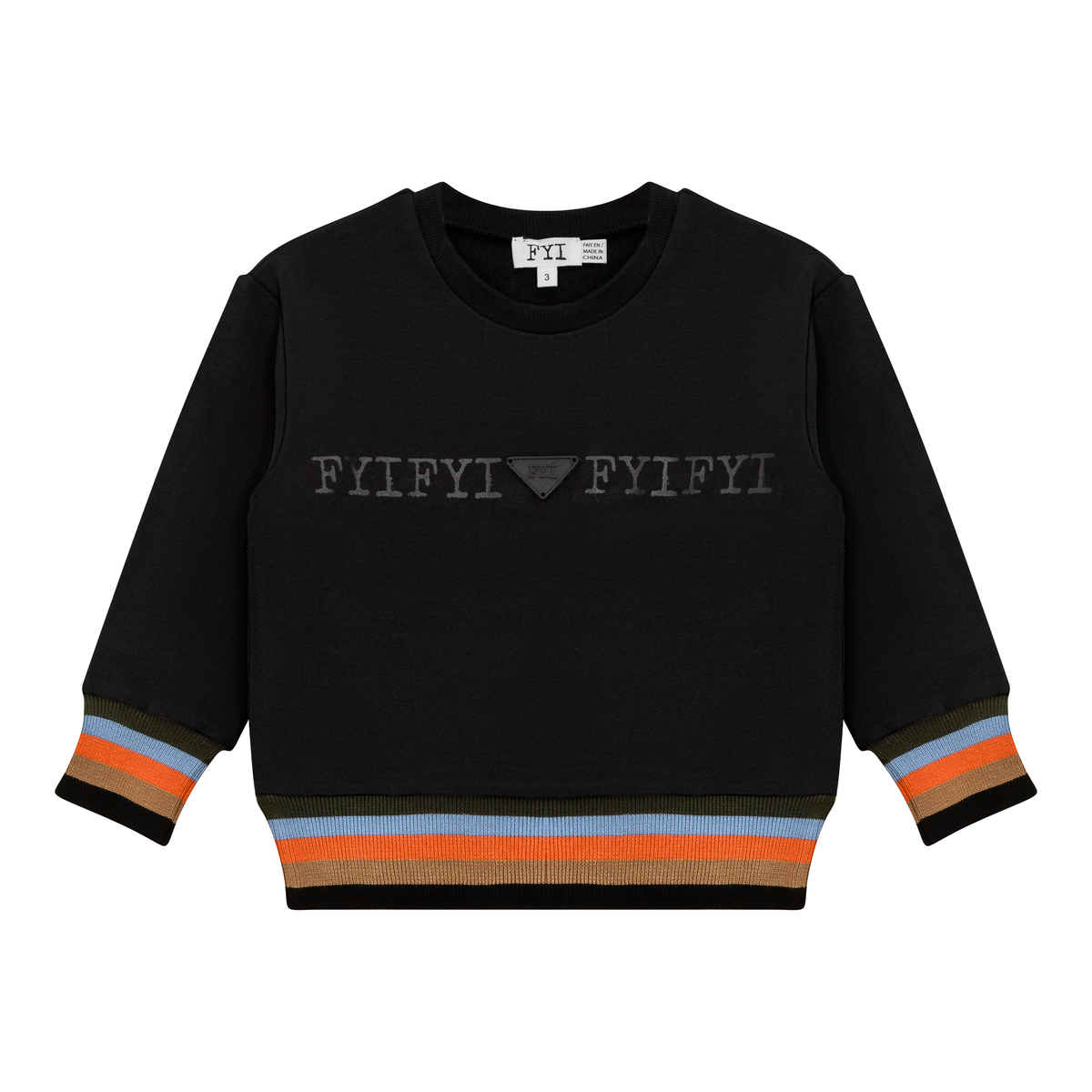 Striped Trim Sweatshirt in Black by FYI