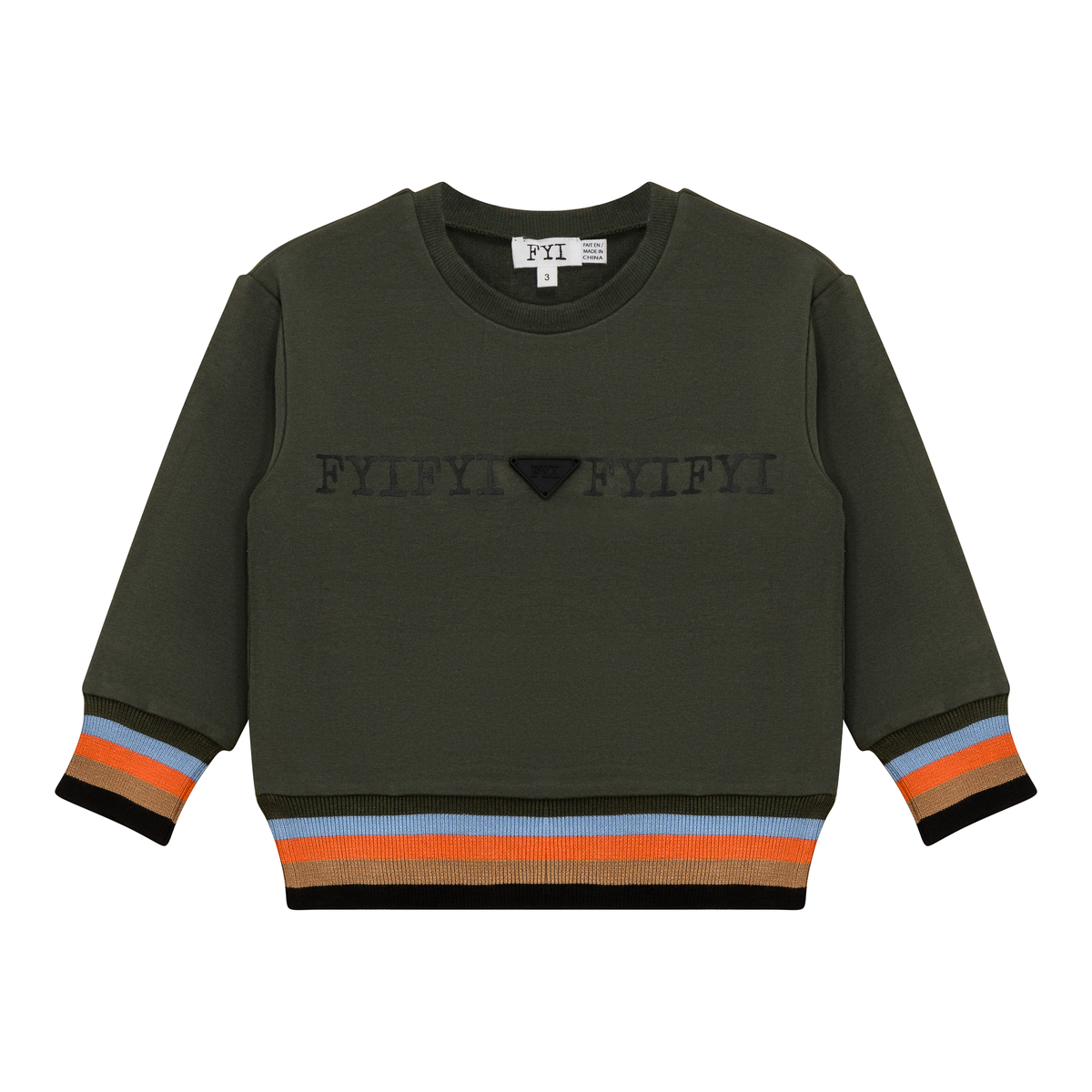 Striped Trim Sweatshirt in Olive by FYI