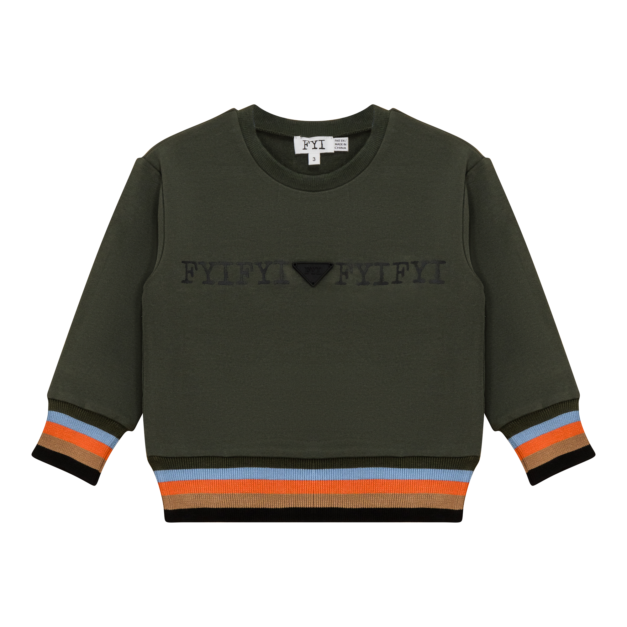 Striped Trim Sweatshirt in Olive by FYI