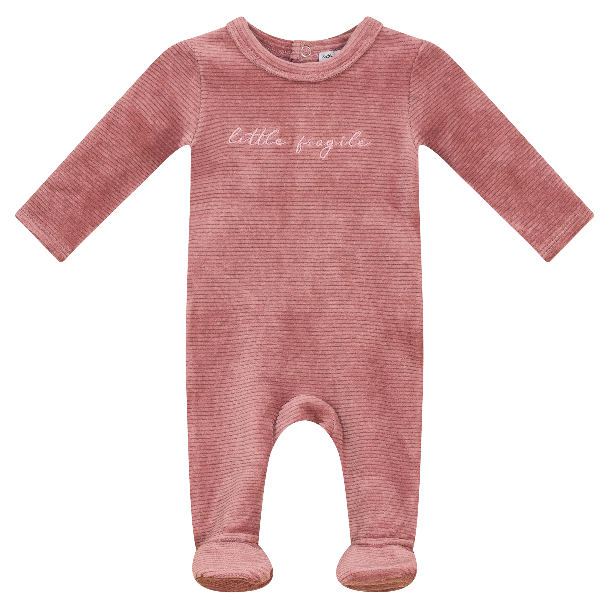 Velour Ribbed Onesie in Pink by Little Fragile