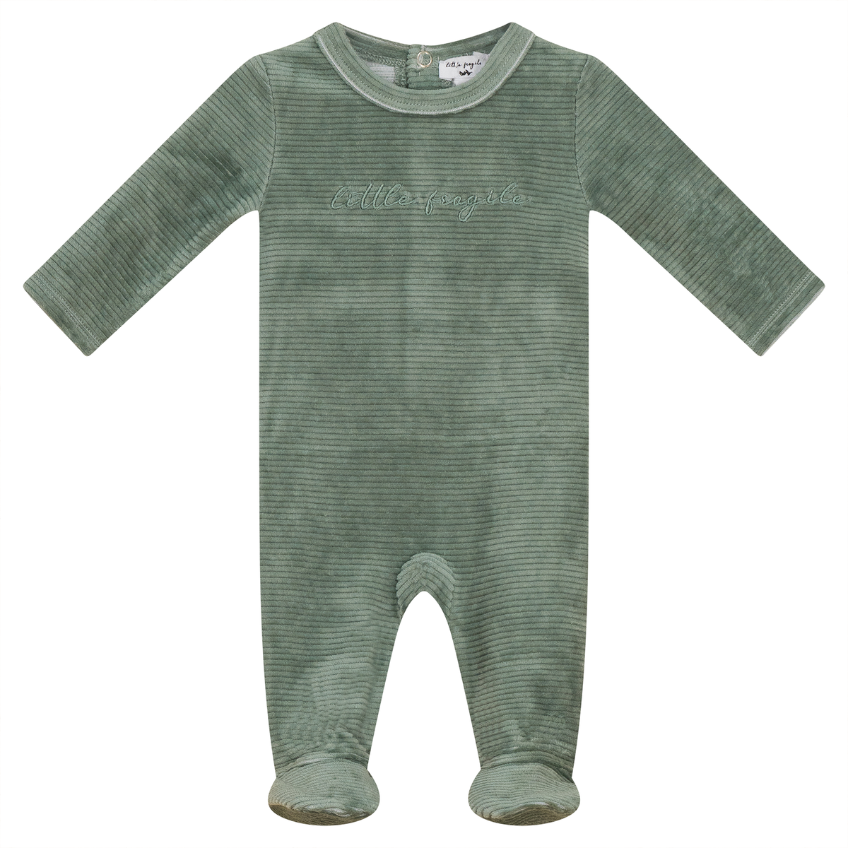 Velour Ribbed Onesie in Sage by Little Fragile