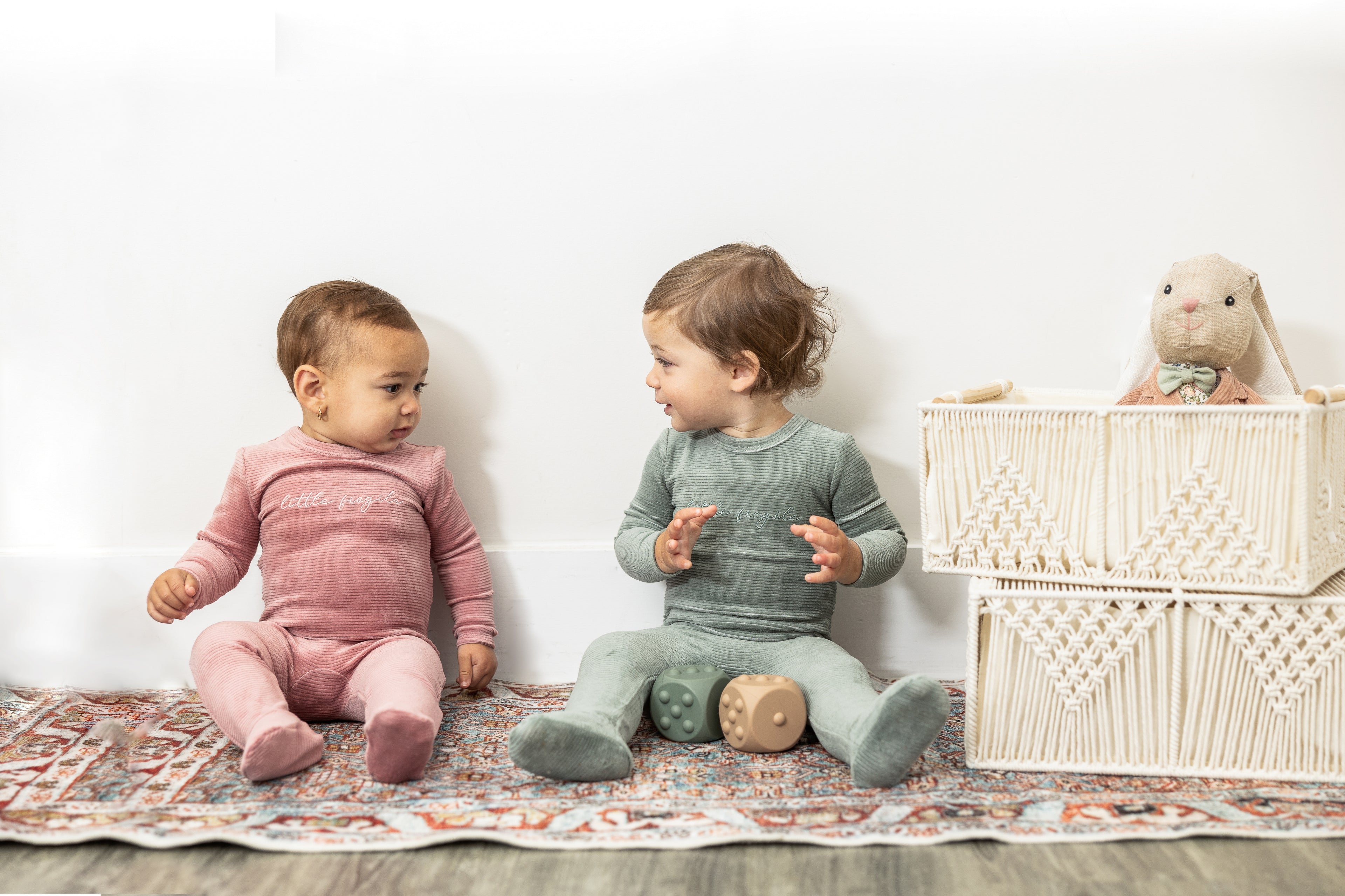 Velour Ribbed Onesie in by Little Fragile