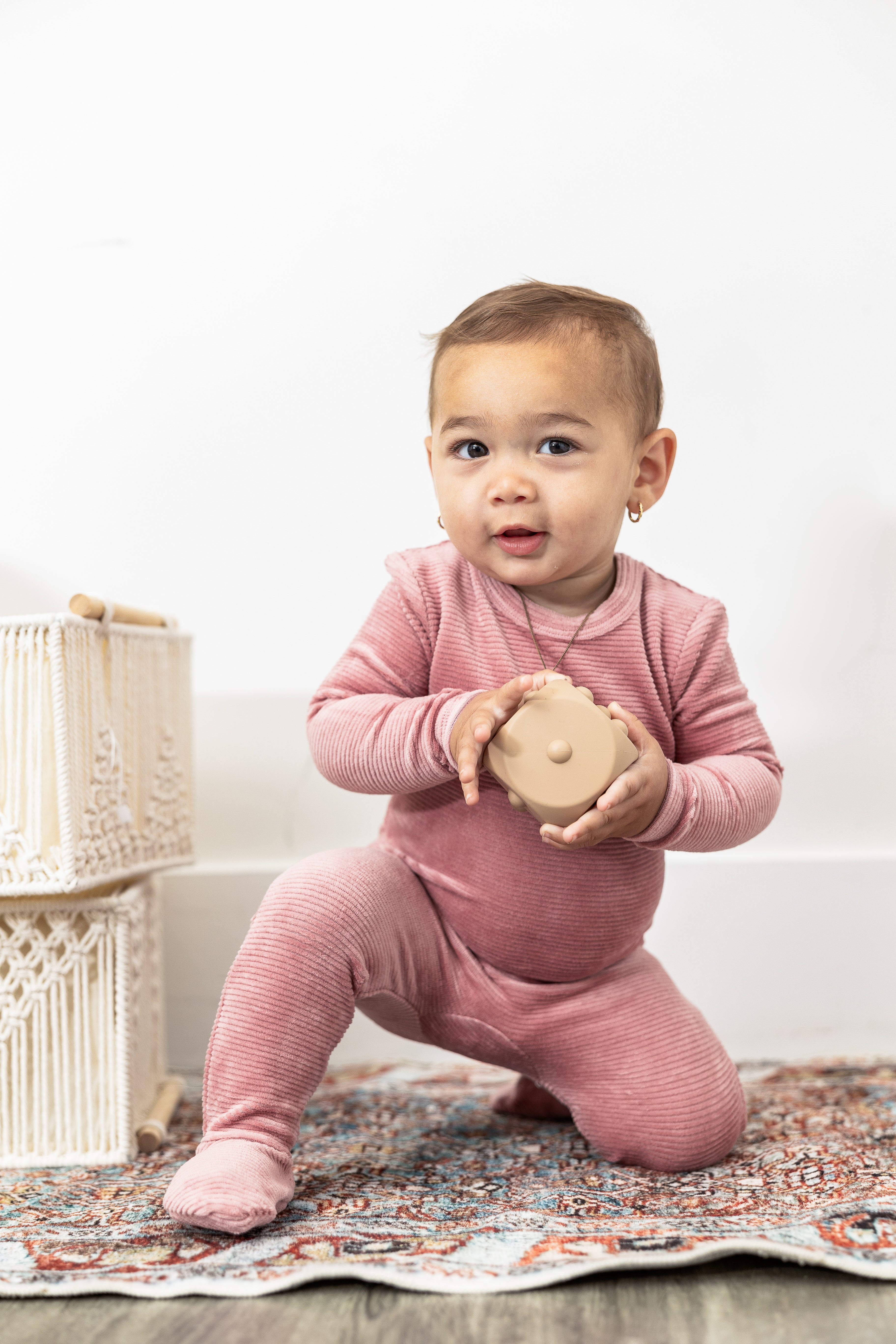 Velour Ribbed Onesie in by Little Fragile