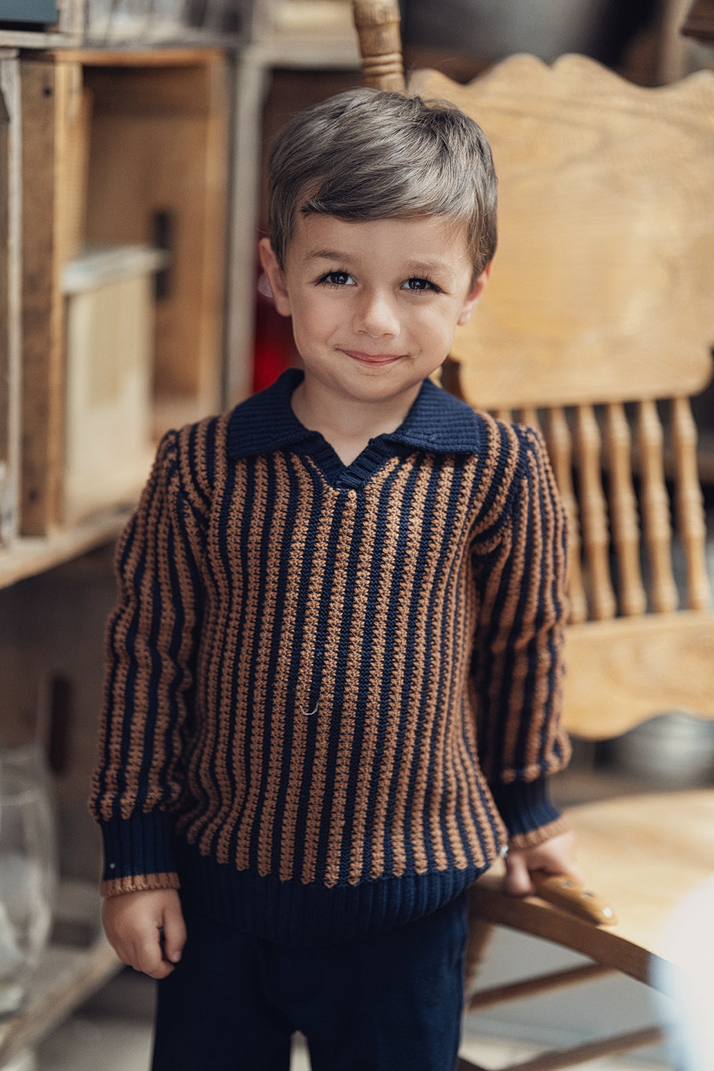 Stripe Textured Knit Sweater in by Hopscotch