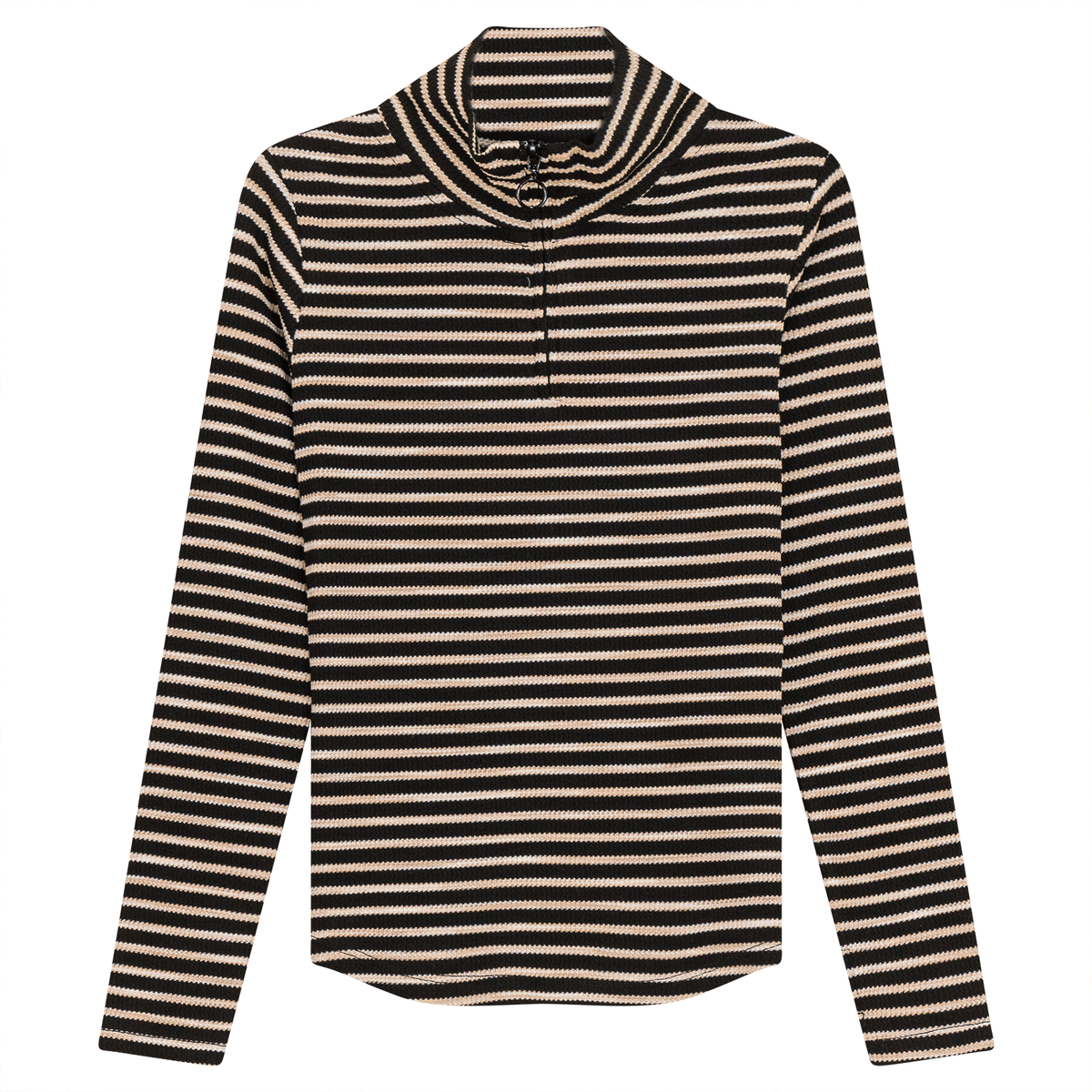 Stripe Waffle Knit Top in Black by FYI
