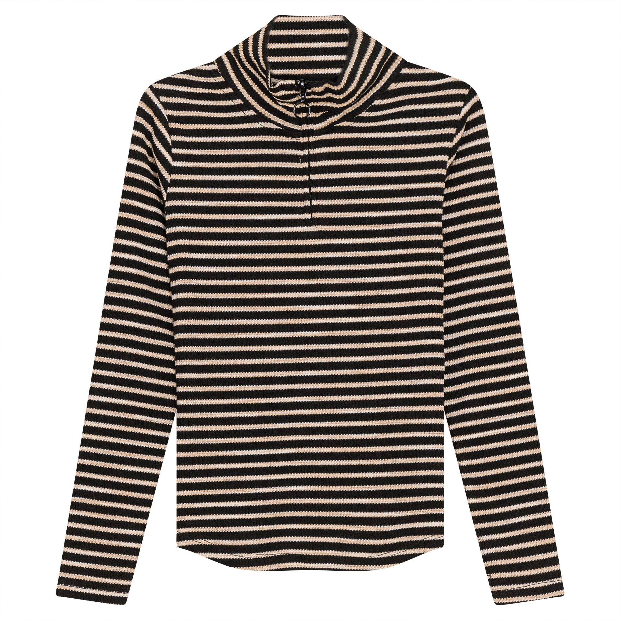 Stripe Waffle Knit Top in Black by FYI