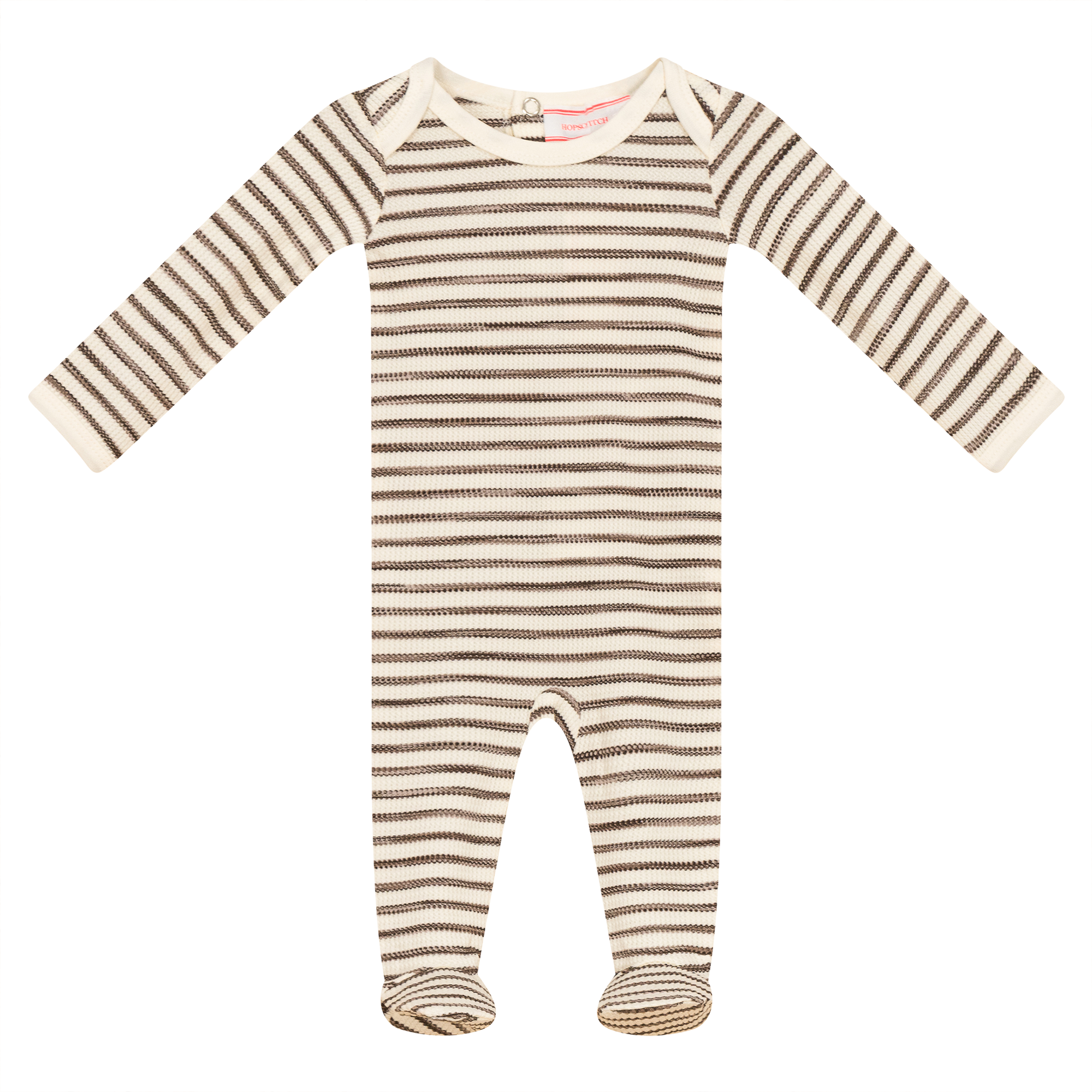 Stripe Waffle Knit Onesie in Cocoa by Hopscotch