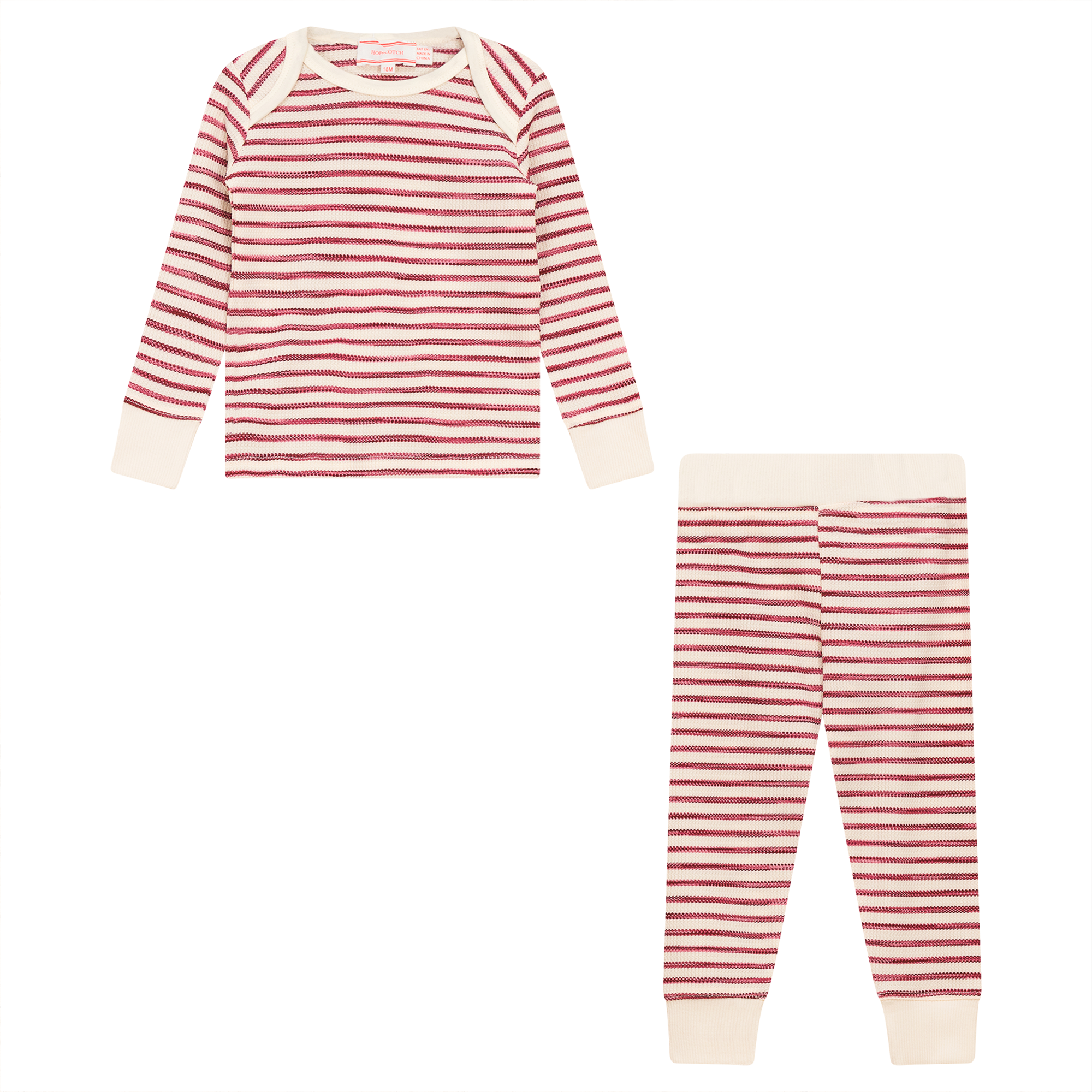 Stripe Waffle Knit 2Pc Set in Mauve by Hopscotch
