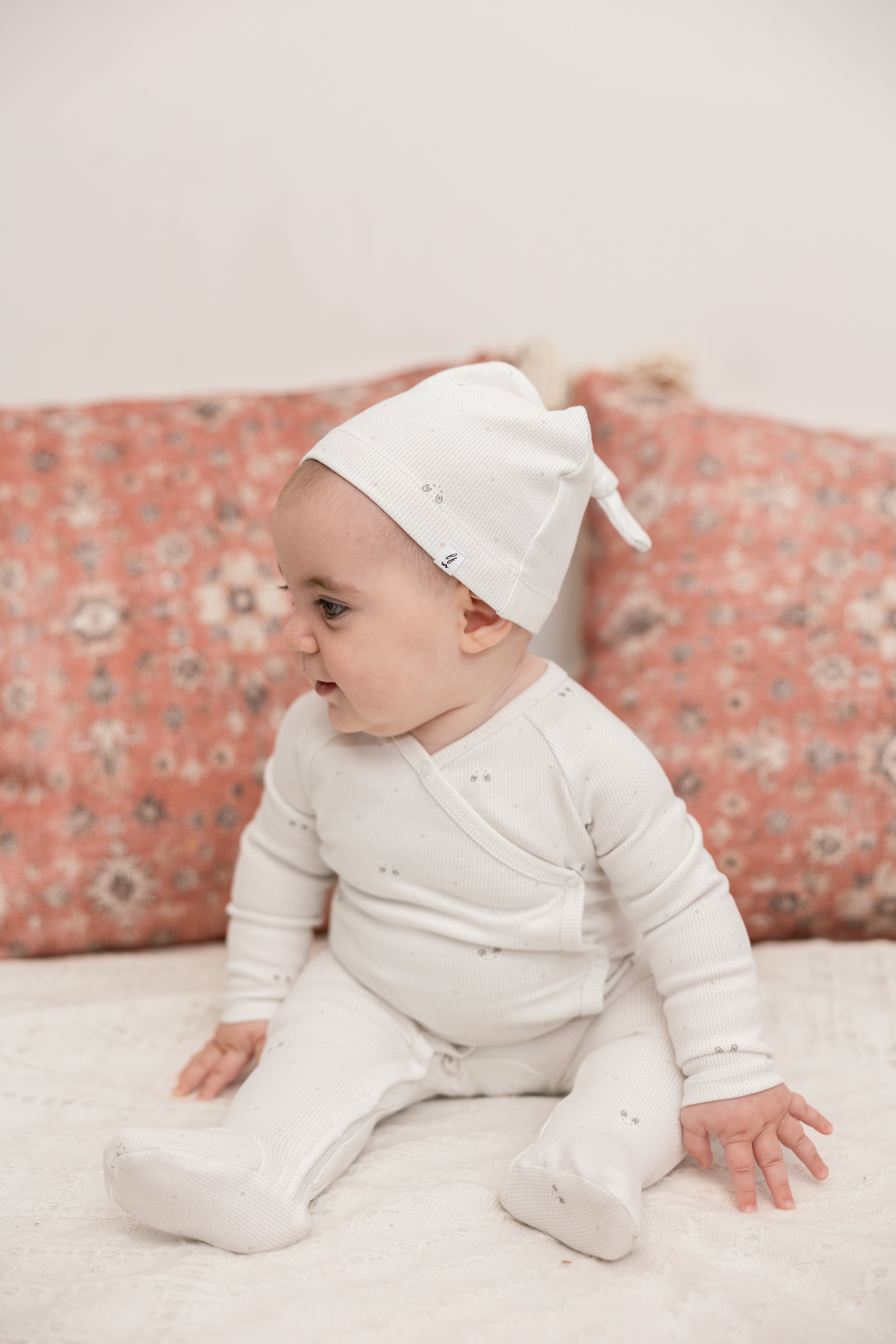 Bunny Print Onesie with Hat in by Little Fragile