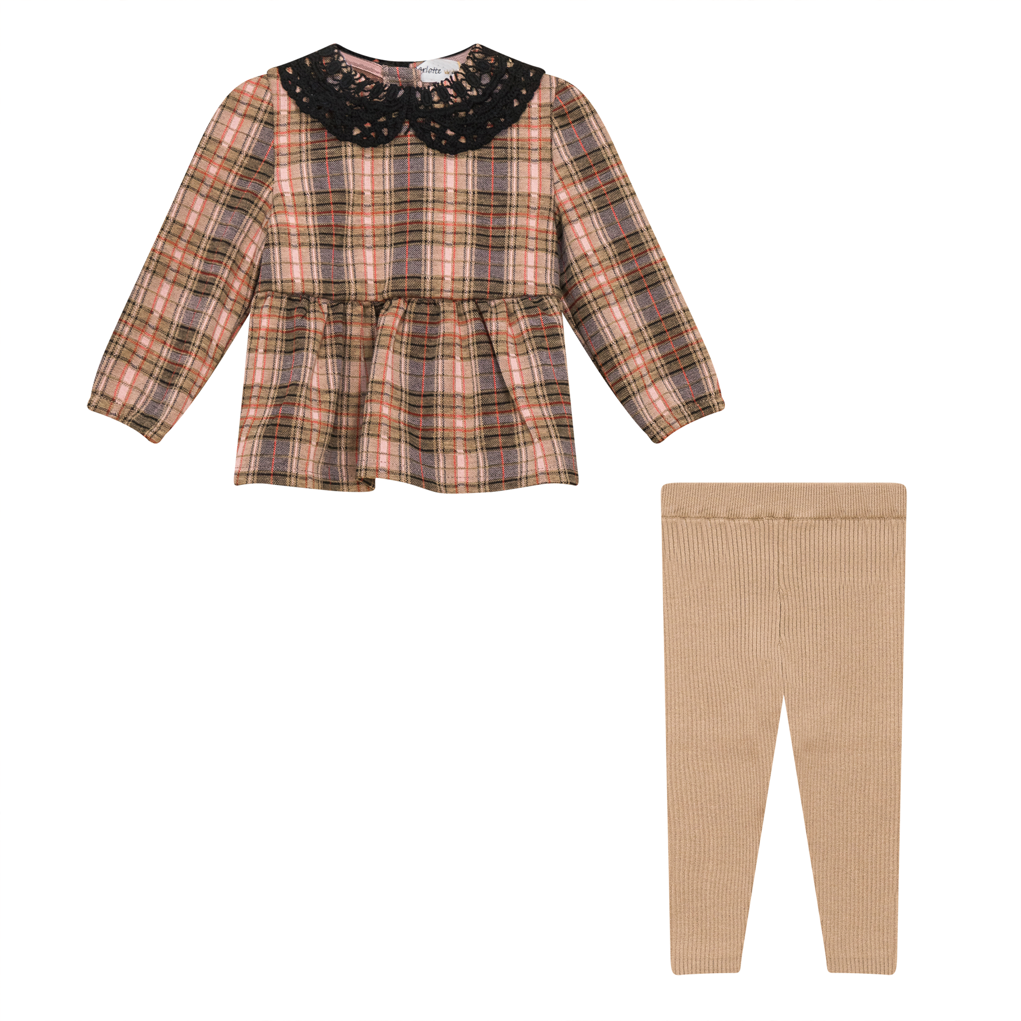 Plaid 2Pc Set in Ash Rose by Charlotte & George