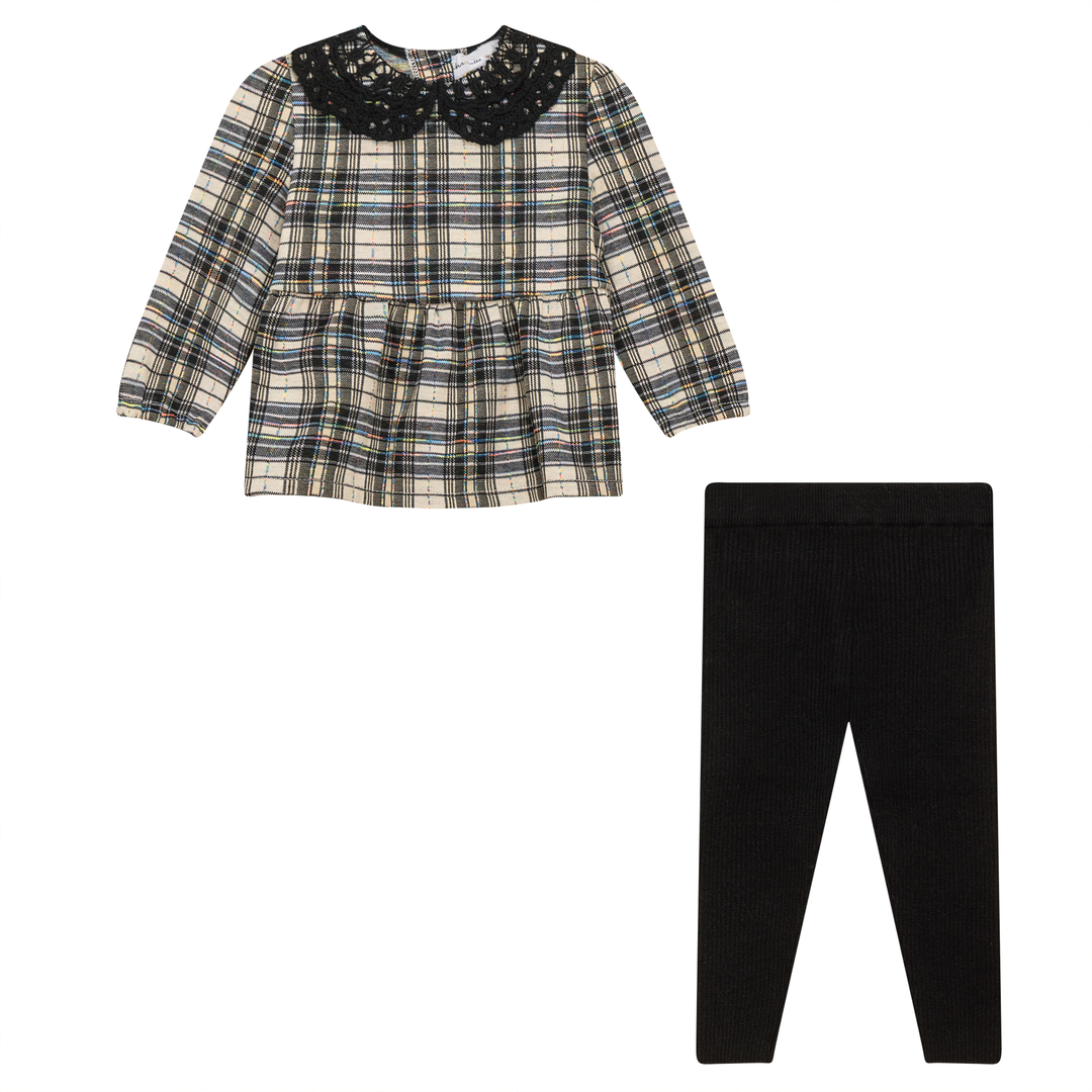 Plaid 2Pc Set Black Baby Set by {{ product_vemdor}}