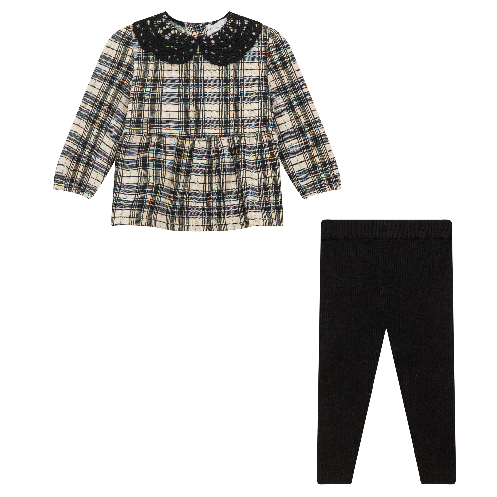 Plaid 2Pc Set in Black by Charlotte & George