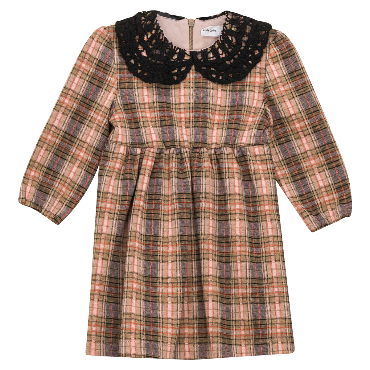 Stretch Plaid High Waist Dress in Ash Rose by Charlotte & George