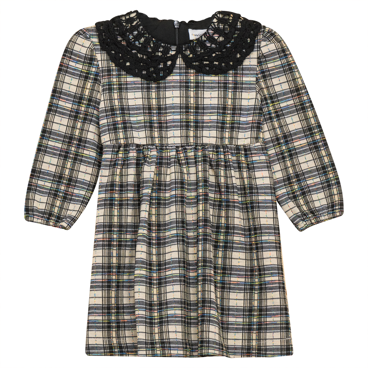 Stretch Plaid High Waist Dress in Black by Charlotte & George