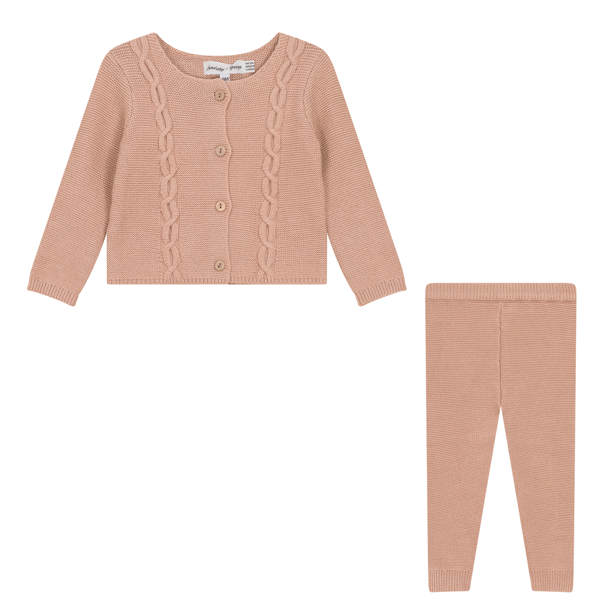 Garter Knit 2Pc Set in Light Maple by Charlotte & George