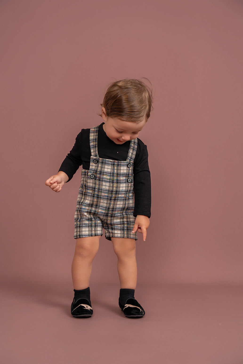 Plaid Short Overall in by Charlotte & George