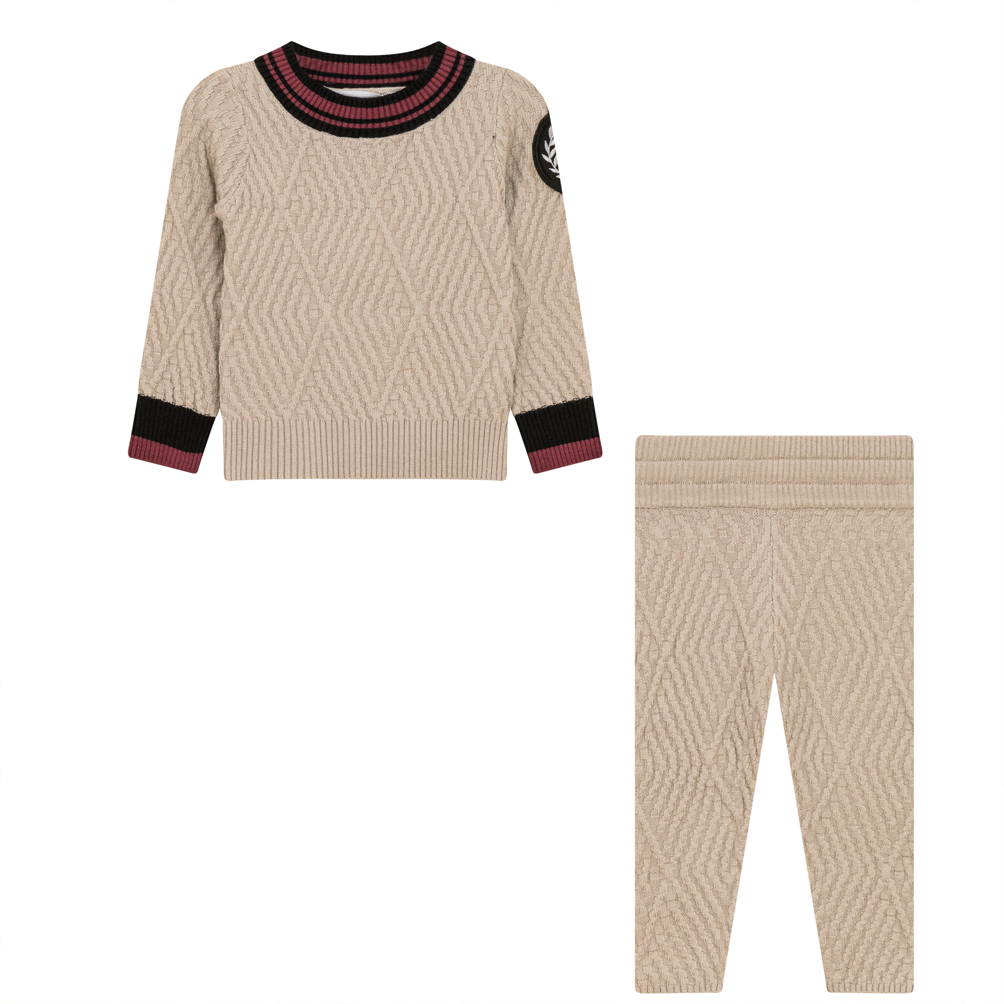 Diamond Textured Knit 2Pc Set in Stone by Charlotte & George