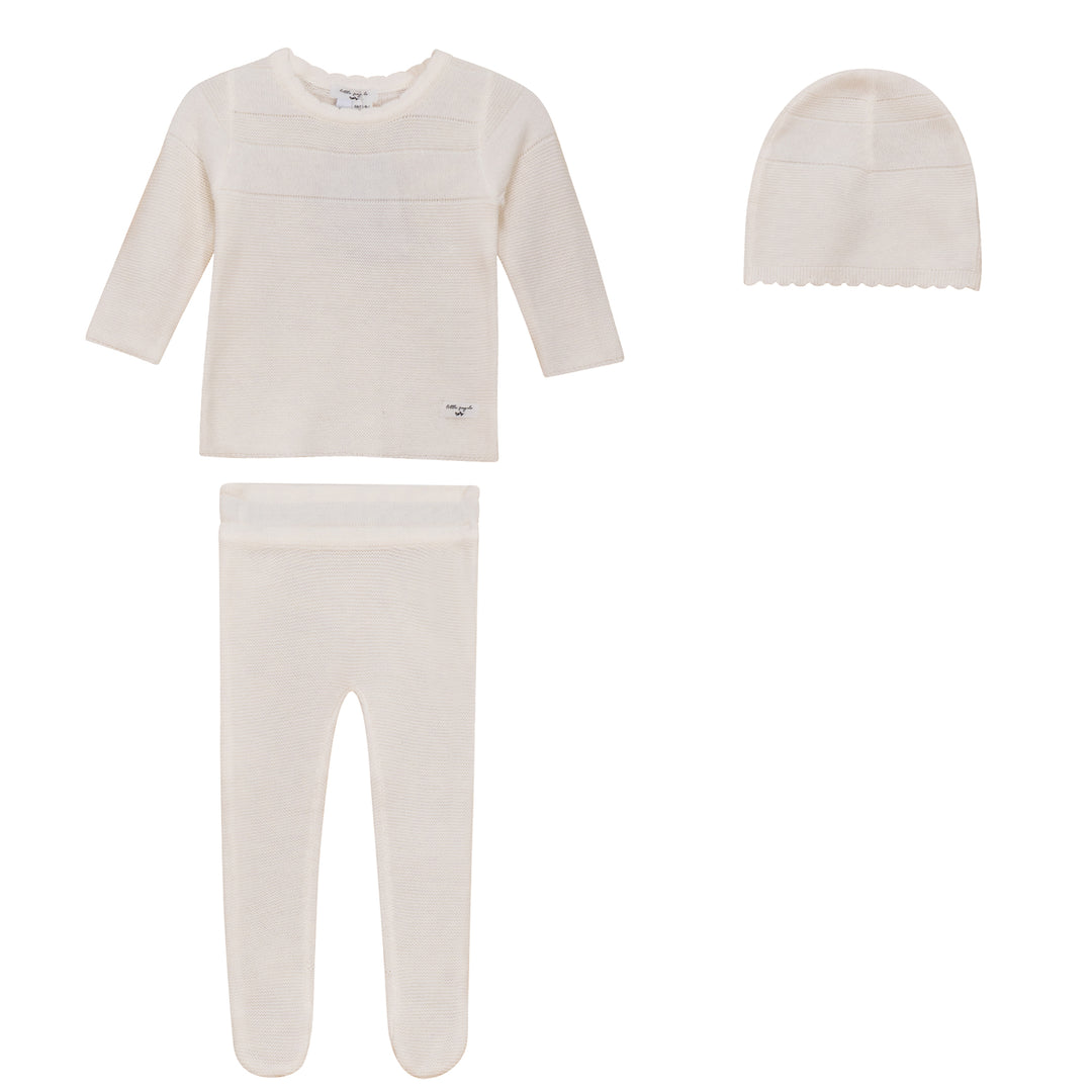 Knit 3Pc Set Off White Baby Set by {{ product_vemdor}}