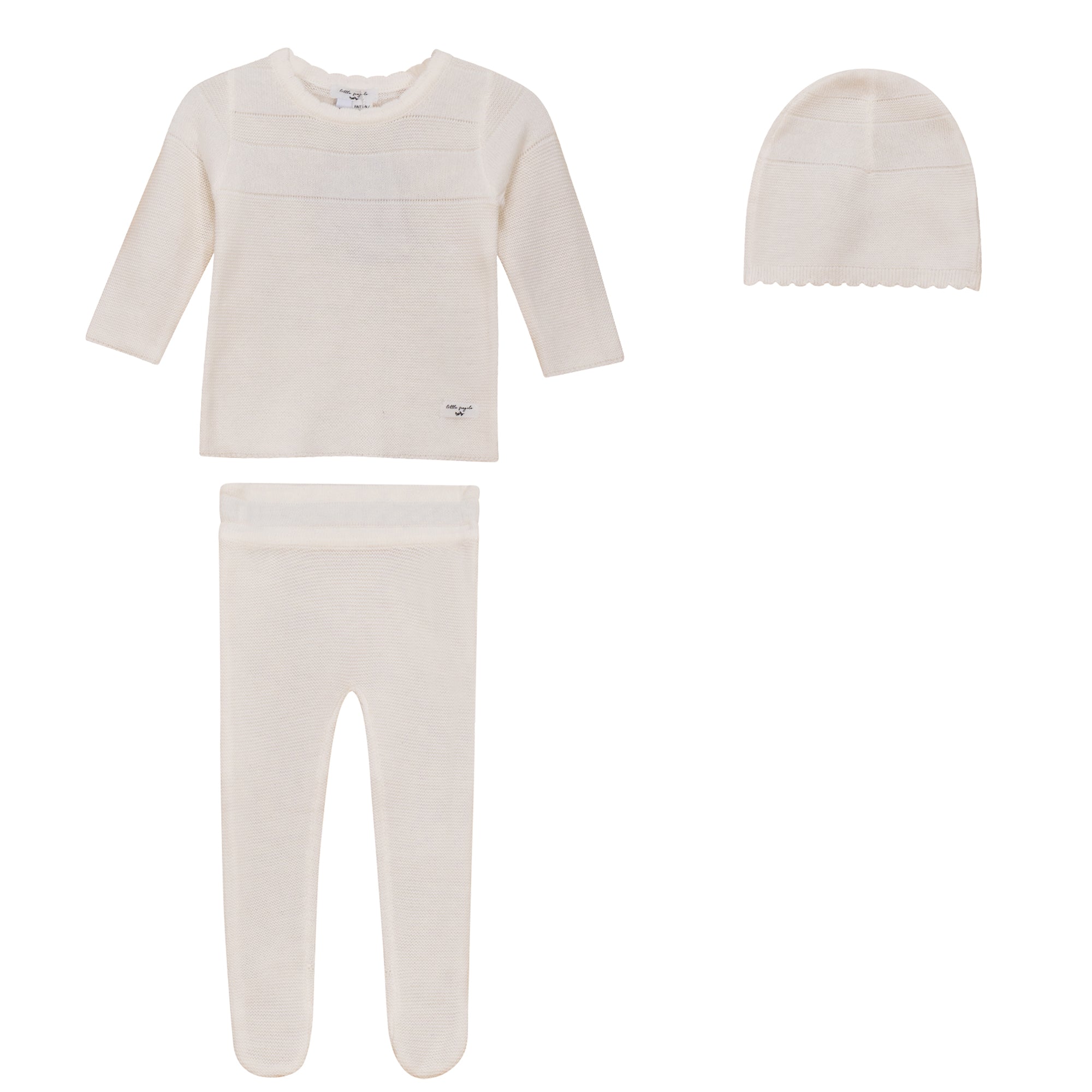 Knit 3Pc Set in Off White by Little Fragile