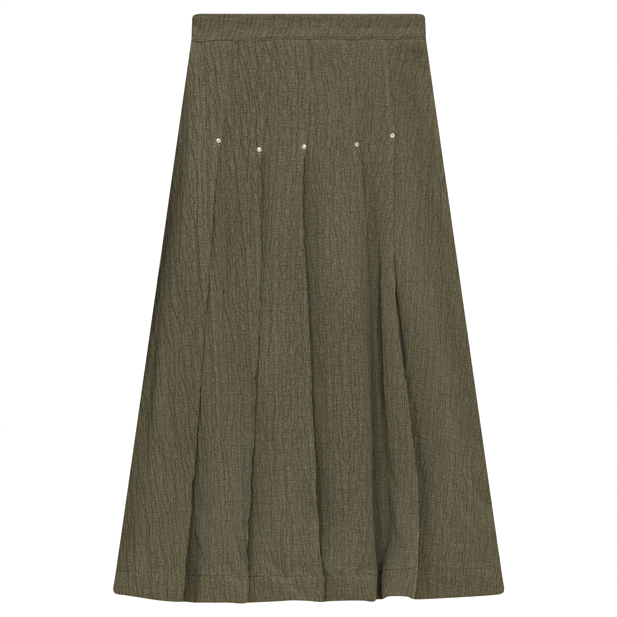Woven Jacquard Pleated Skirt in Olive by FYI
