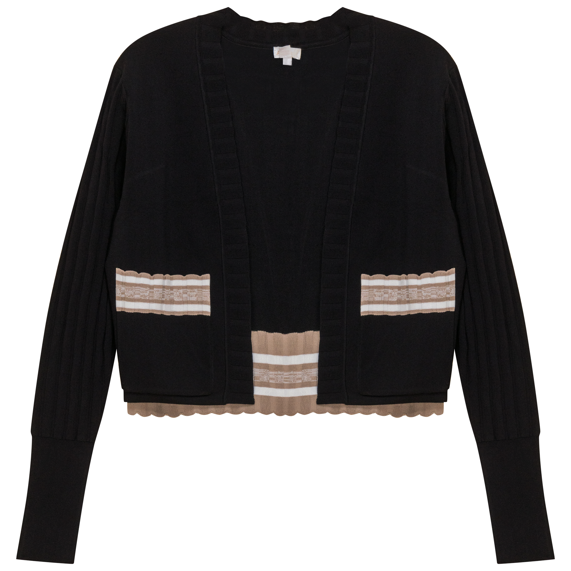 Striped Trim Crop Cardigan in Black by Aspect