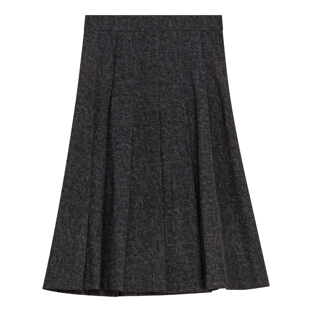 Mix Knit Knife Pleated Skirt Black Ladies Skirt by {{ product_vemdor}}