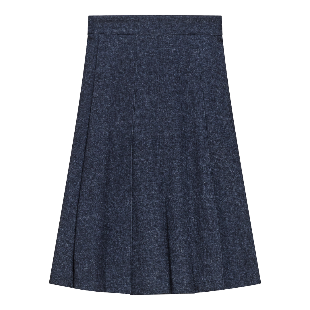 Mix Knit Knife Pleated Skirt Denim Ladies Skirt by {{ product_vemdor}}