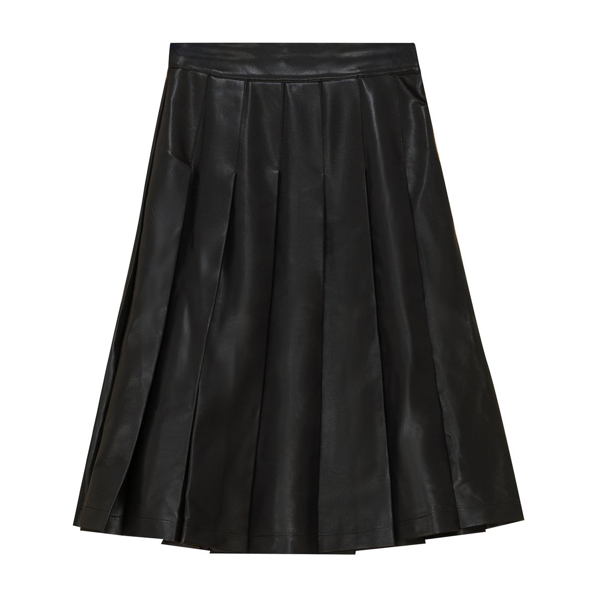 Leather Knife Pleats Skirt in Black by Aspect